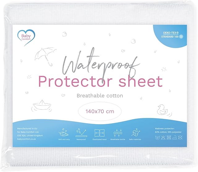 Waterproof Mattress Protector Sheet/Cover Fits 140x70 cm Baby Cot Bed