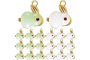 Joez Wonderful 20Pcs Jade Rabbit Charm Pendants for Jewelry Making, Bunny Beads...