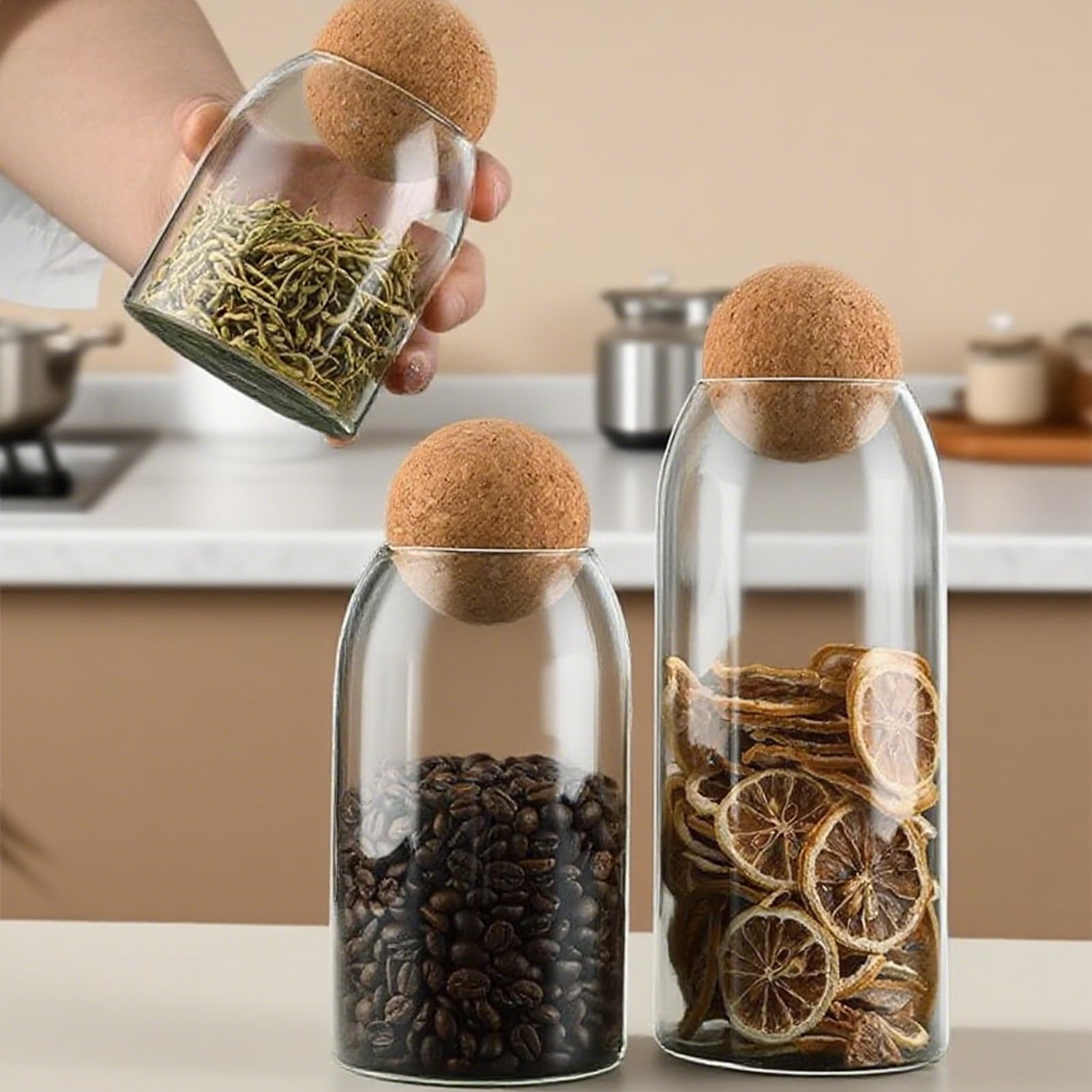 Glasbehälter - Lagerbehälter In der Küche Für Zucker | 3 Stück Gläser mit Deckel Für lose Tee Süßigkeiten Getrocknete Waren Getreide Gewürze Kaffeebohnen Salz