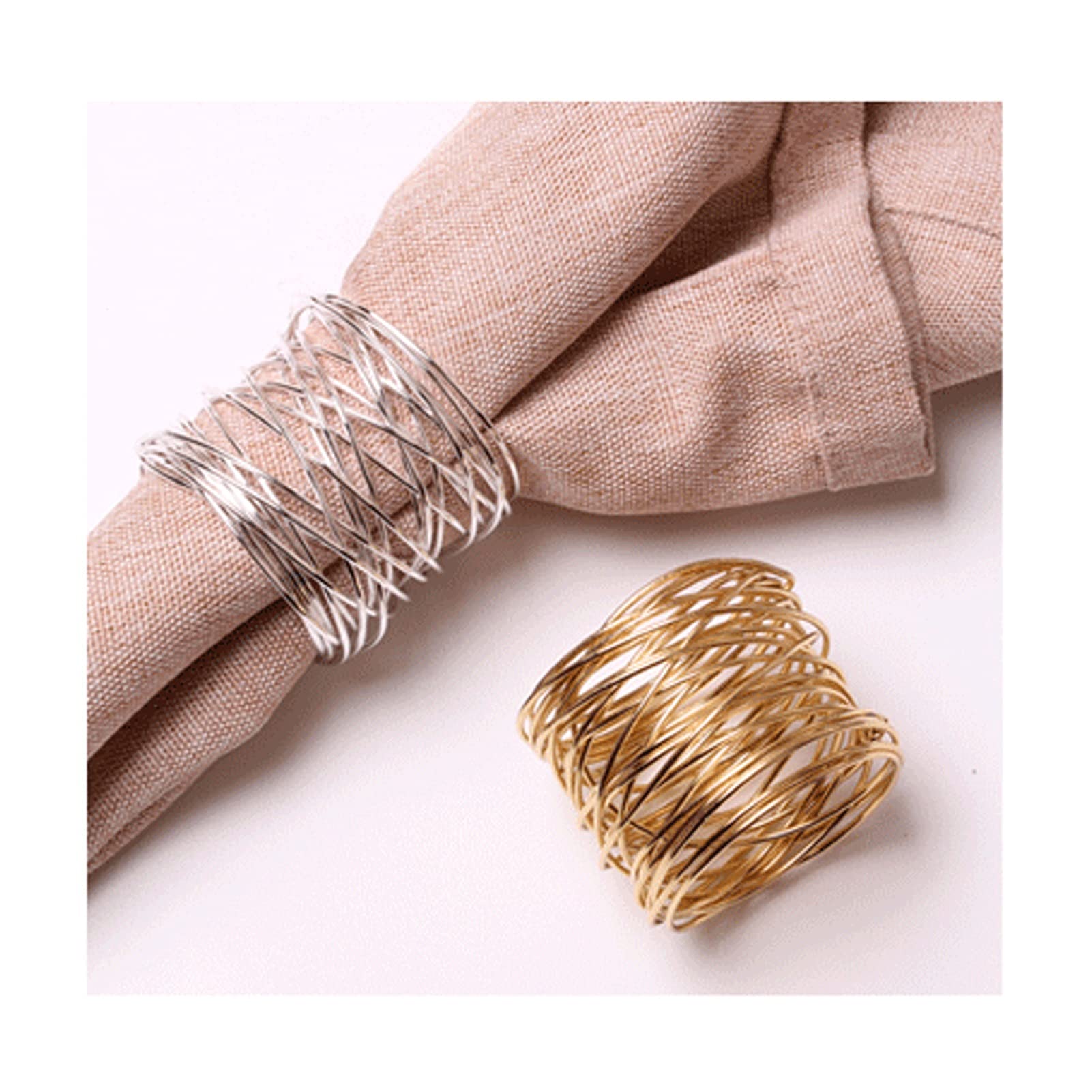 Anelli per Tovaglioli Anello per tovaglioli a rete rotonda, oro o argento decorativo anello di tovagliolo set, adatto per matrimoni banchetti feste di compleanno (confezione da 10) Fibbia per Tovaglio