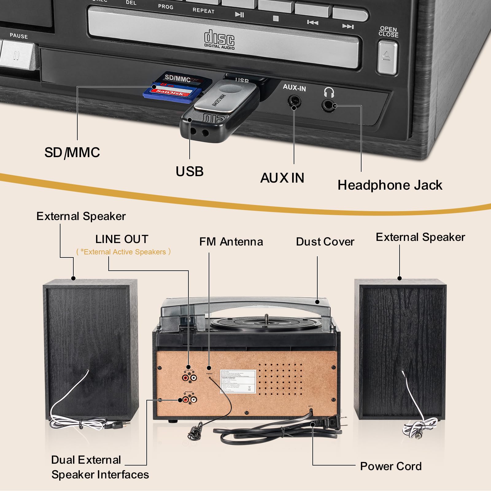 Amazon.com: Home Vinyl Record Player Turntable with Built-in
