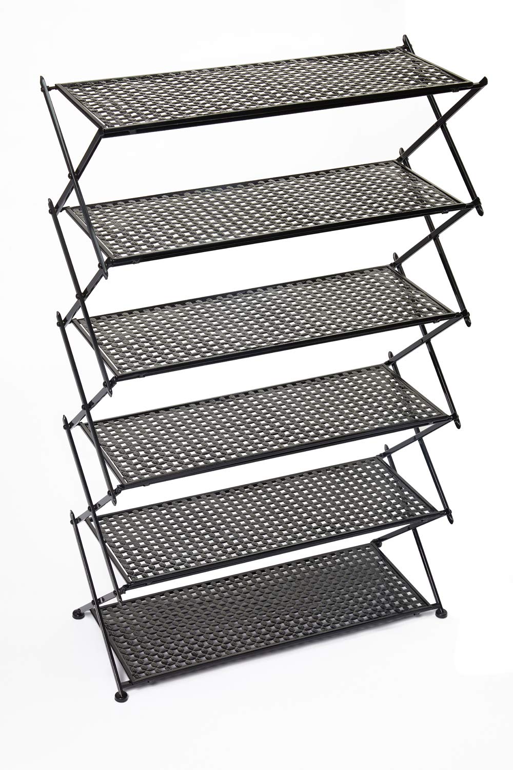 metal mesh shoe rack on Innetoc 6 Folding Large Modern Shoe Rack Easy Corner Metal Shelf Shoe Rack Portable Shoe Rack Black Plating Folding Flower Rack For Storage Family Flower Rack Black Shoe Rack 6 Layers Black
