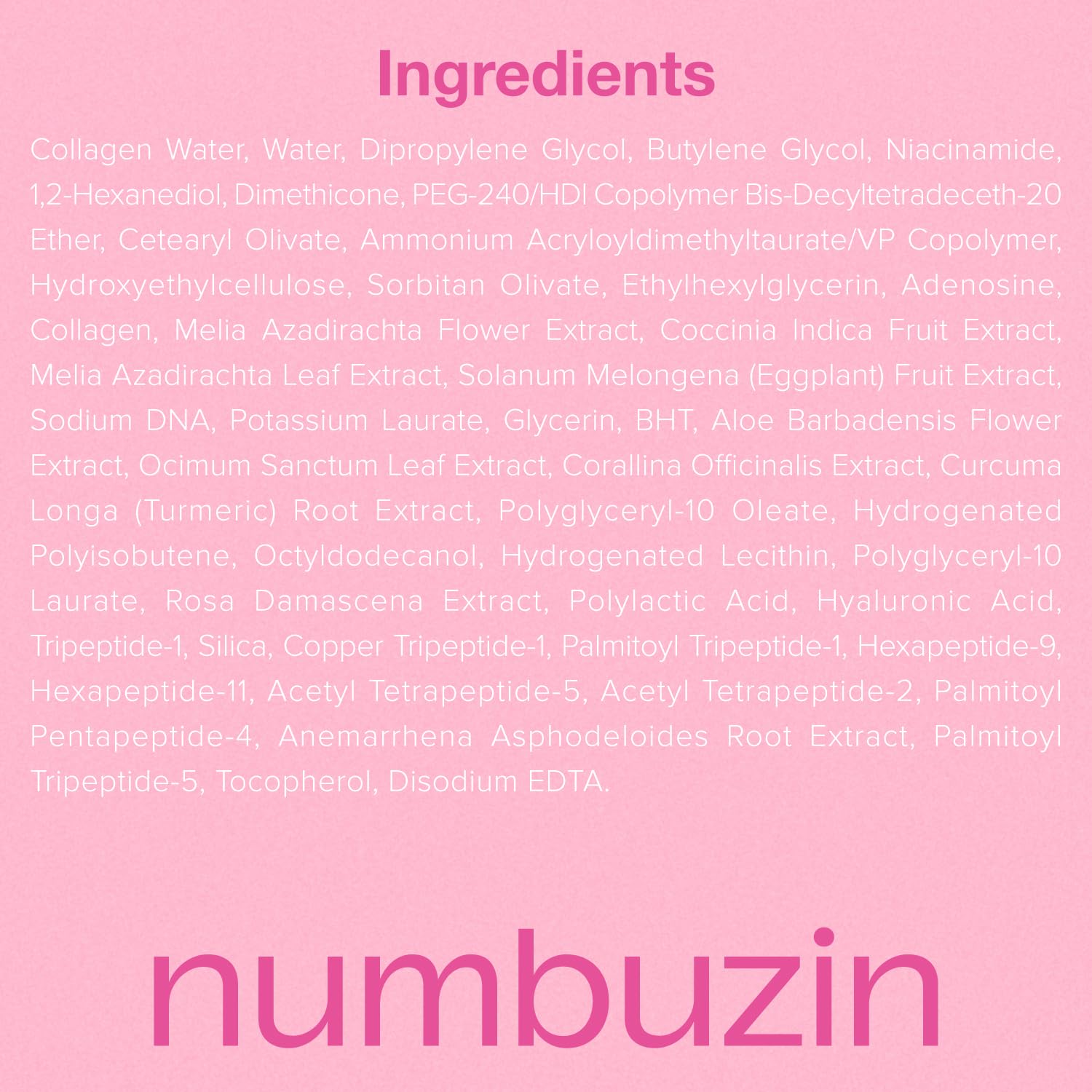 numbuzin No.2 Sheet Mask | Rose PDRN Collagen Plumping Sheet Mask | Korean Mask for face | Brightening, Hydrating, Firming and Moisturizing | Collagen, Peptides, PDRN | 4ea