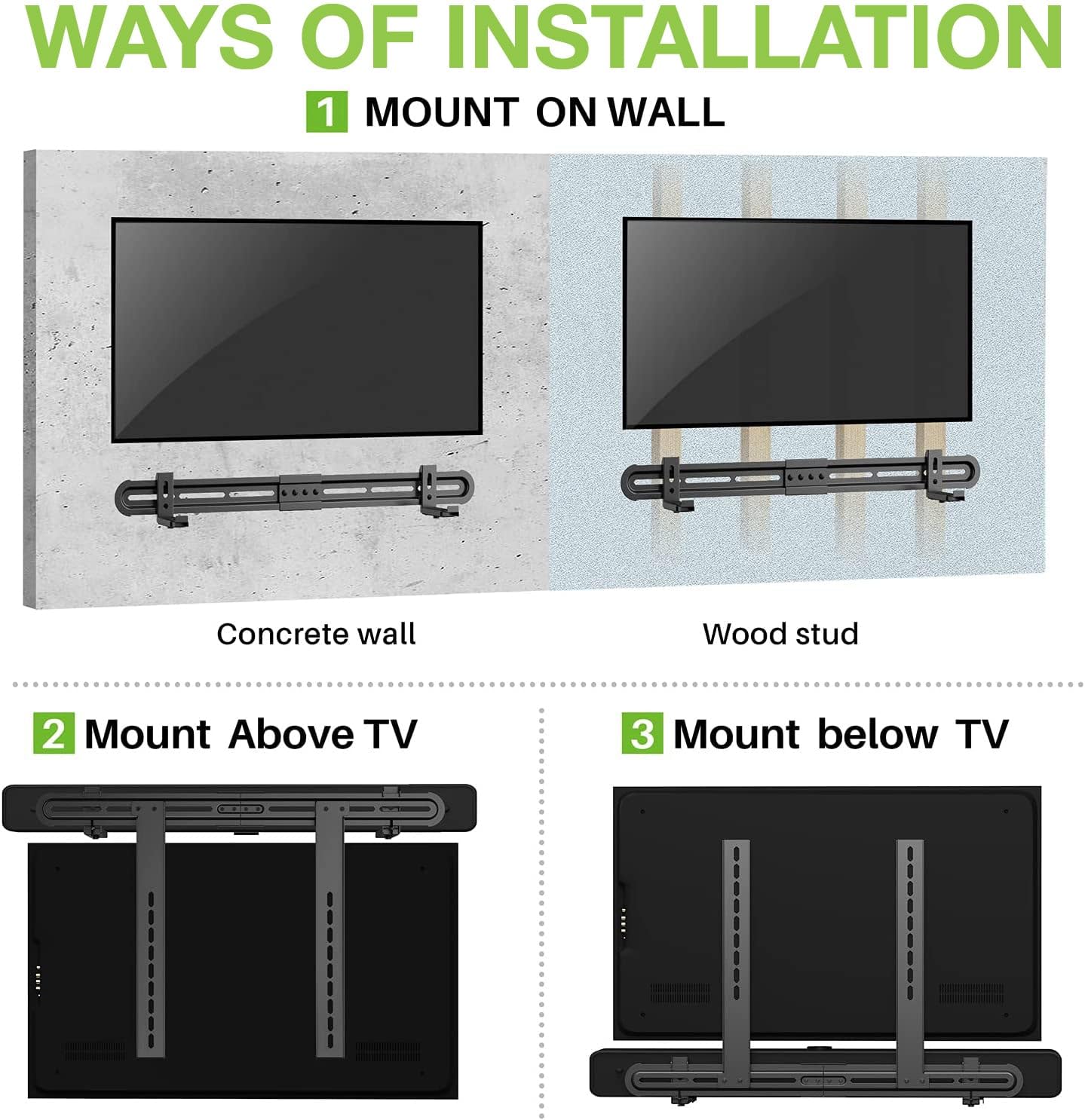 Techly 366372 Soporte universal para barra de sonido de pared o soporte máximo VESA 600 x 400 negro
