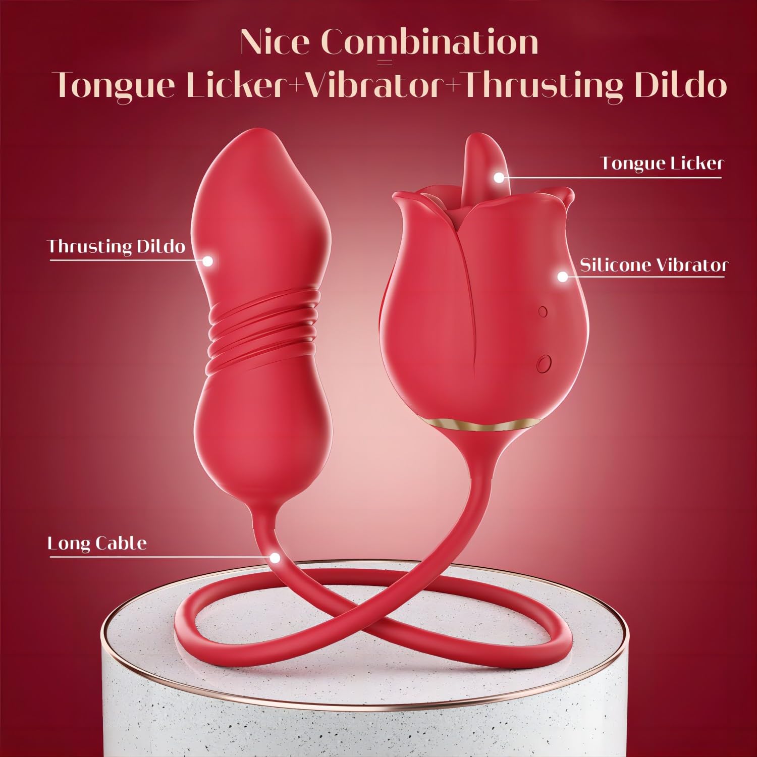 Sex Toys Rose Vibrator Dildo - MOOLIGIRL 4IN1 Adult Toys for Women with 9 Tongue Licking & Thrusting Dildos G Spot Vibrators, Anal Rose Sex Toy Nipple Clitoral Stimulator Licker for Female Couples: MOOLIGIRL Rose Sex Toy for Women, Men & Couples - Vibrator Adult Sex Toys Upgraded with Giftbox, 9 Tongue Licking & Thrusting Modes, G Spot Vibrators Dildo for Clitoral Nipple Anal Stimulation
