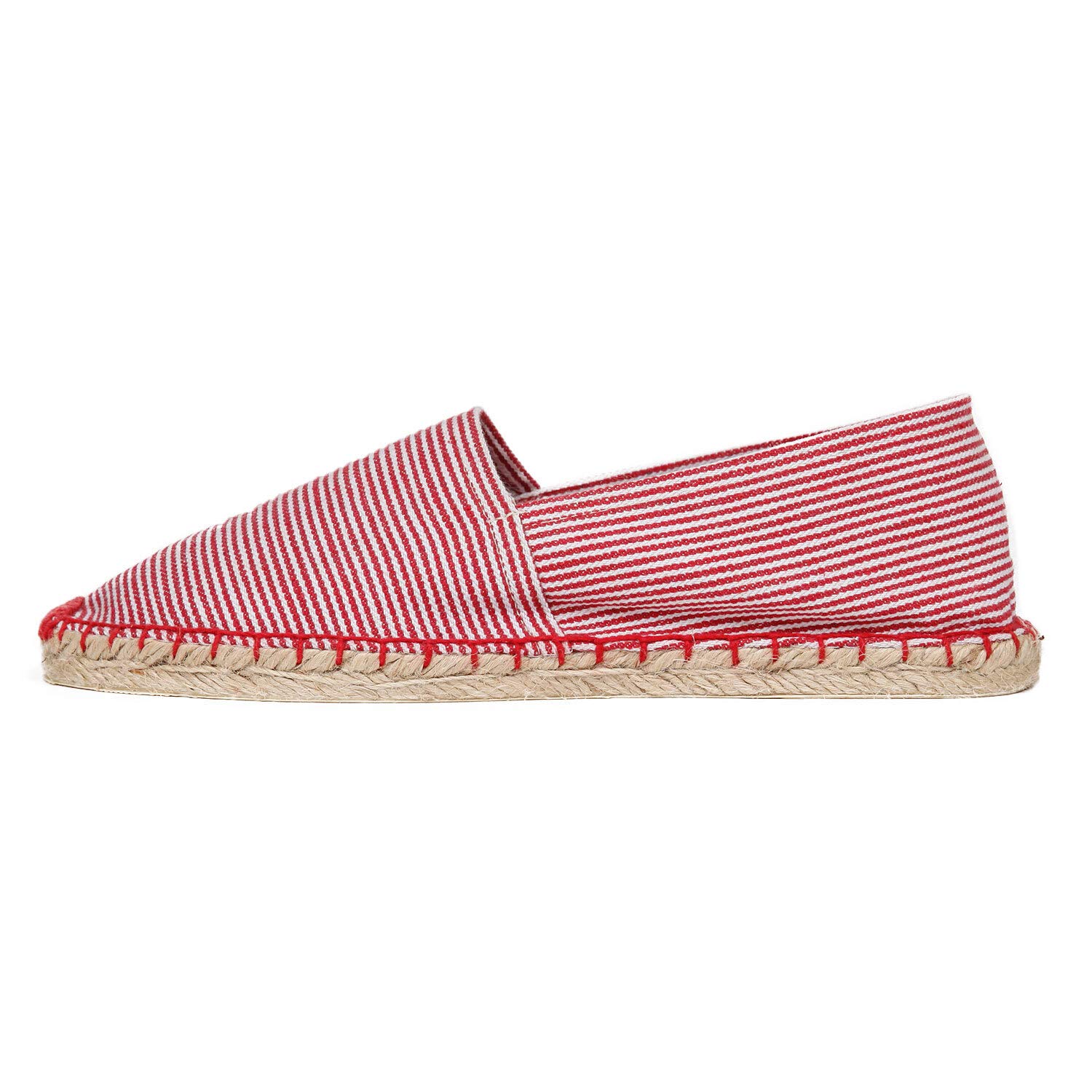 Japanwelt Espadrilles for Men and Women I Classic Stripes - Summer Slippers Espandrillos Slippers Summer Shoes Linen Shoes Spanish Canvas Shoes Platform Moccasin Espandrilles Slip On Shoes 37 eu Red Stripes