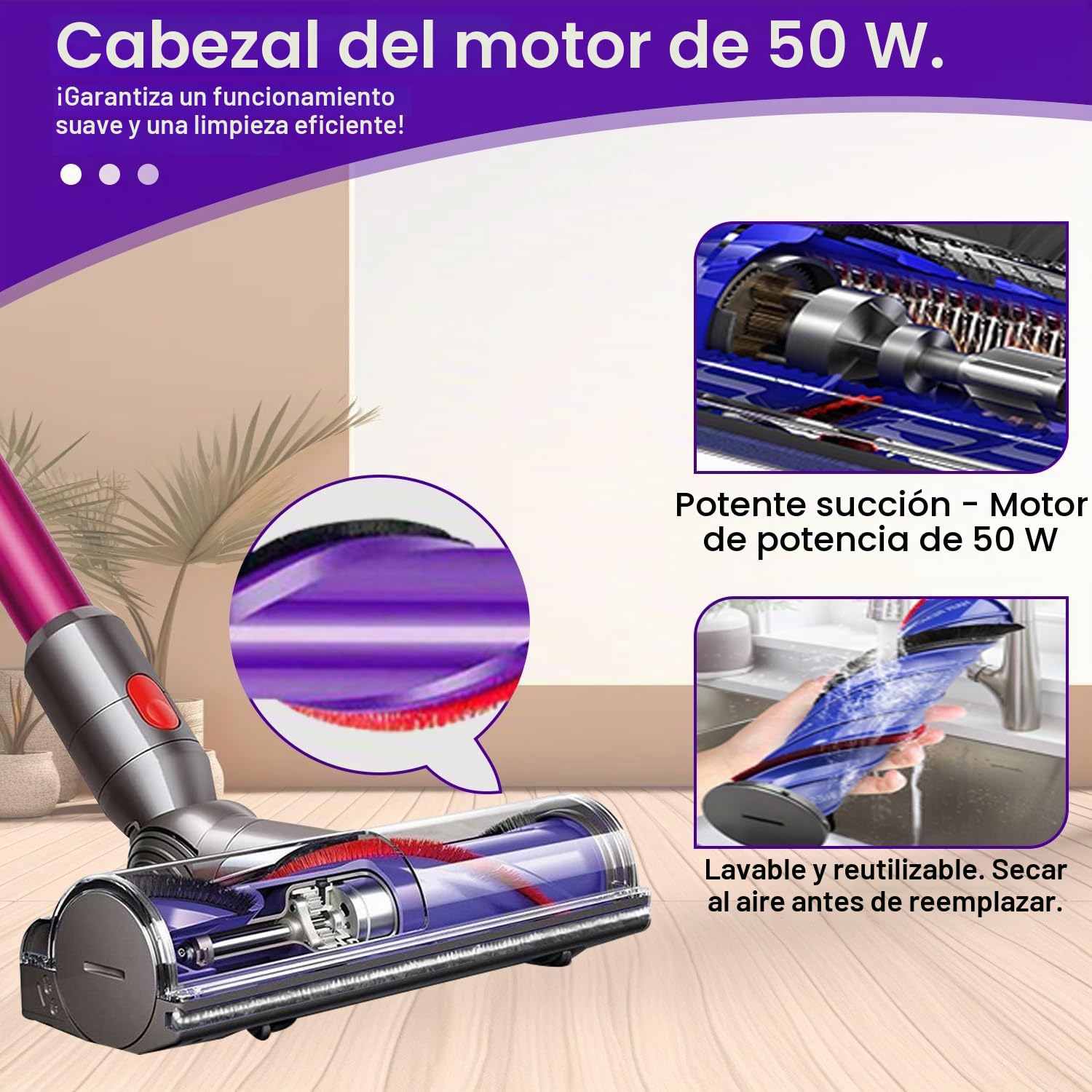 Cepillo para Dyson V12 Detect Slim, Recambios Cepillo de Cabezal Limpiador de Cabezal de turbina para Dyson V12 Slim Aspiradoras, Repuestos Brush para Moquetas y Suelos Duros
