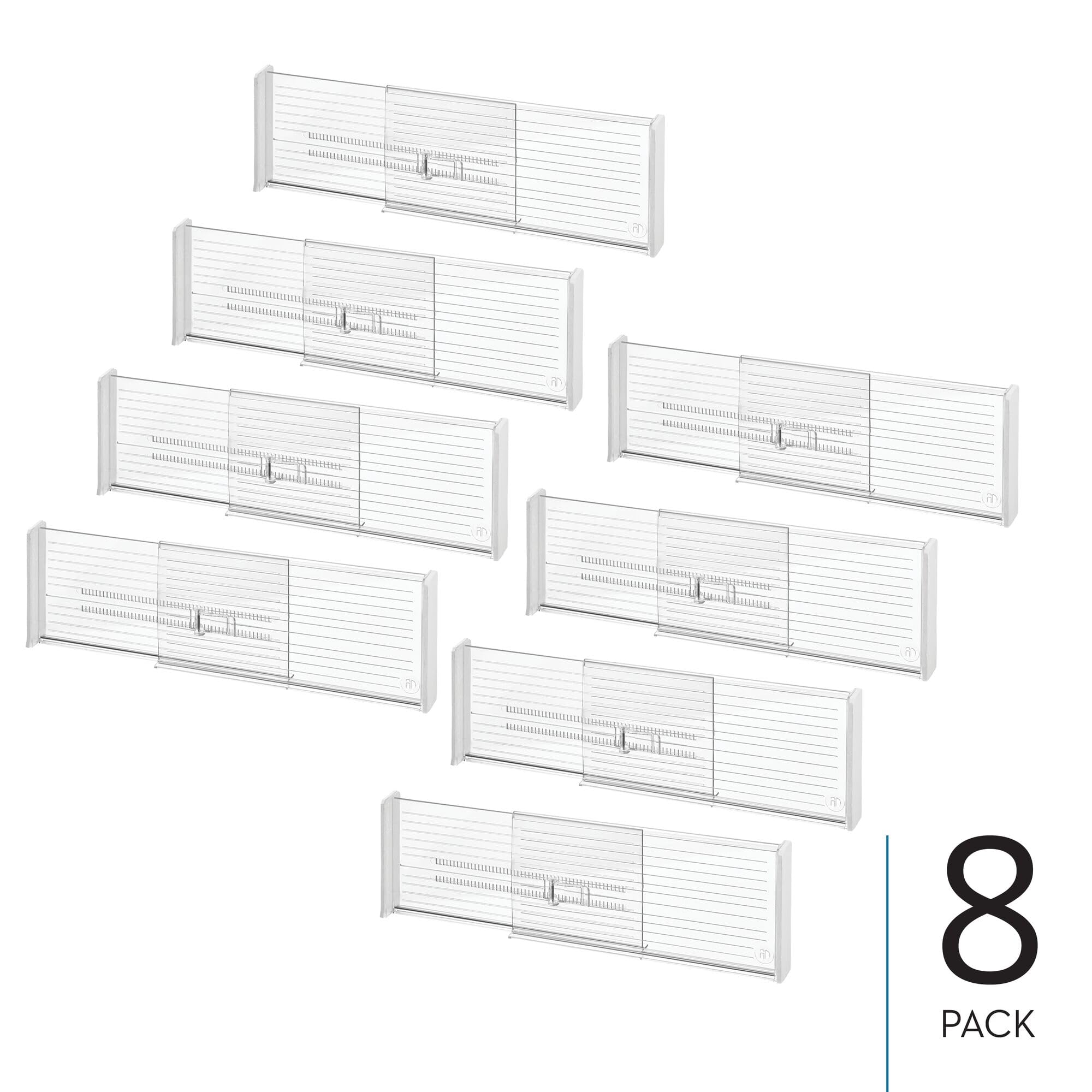 iDesign Divisori profondi espandibili per cassetti da cucina, comò o scrivania, set di 8 pezzi, trasparente
