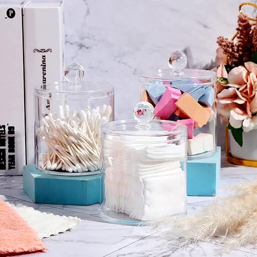 Miniatura 4 de 6 tarros de boticario extra grandes para baño organizador de baño soporte de bolas de algodón recipientes de baño acrílicos con tapas juego de