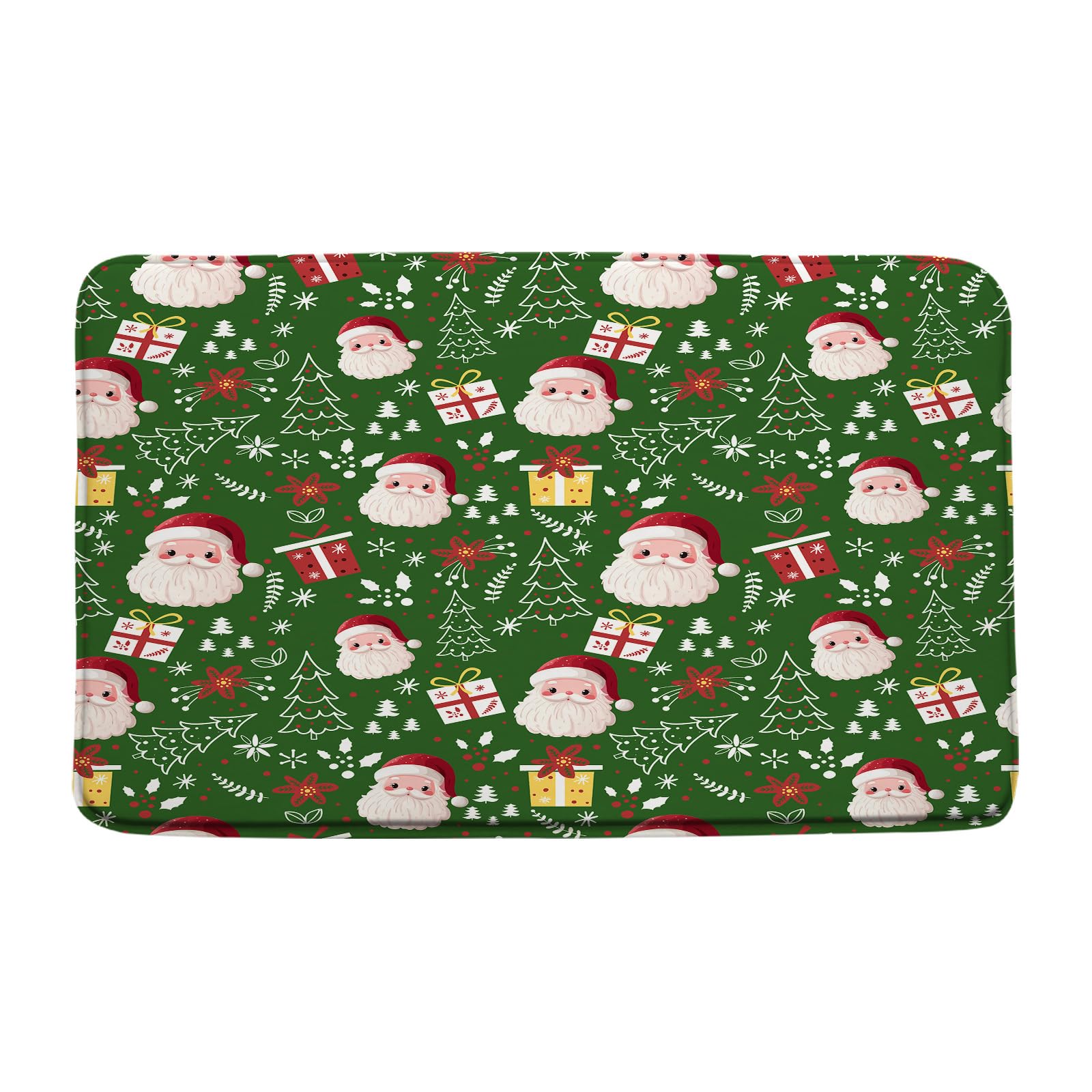 Merry Christmas Bath Mat Cartoon Santa Claus Xmas Tree Winter Holiday Cute Floral Leaf Happy New Year Festival