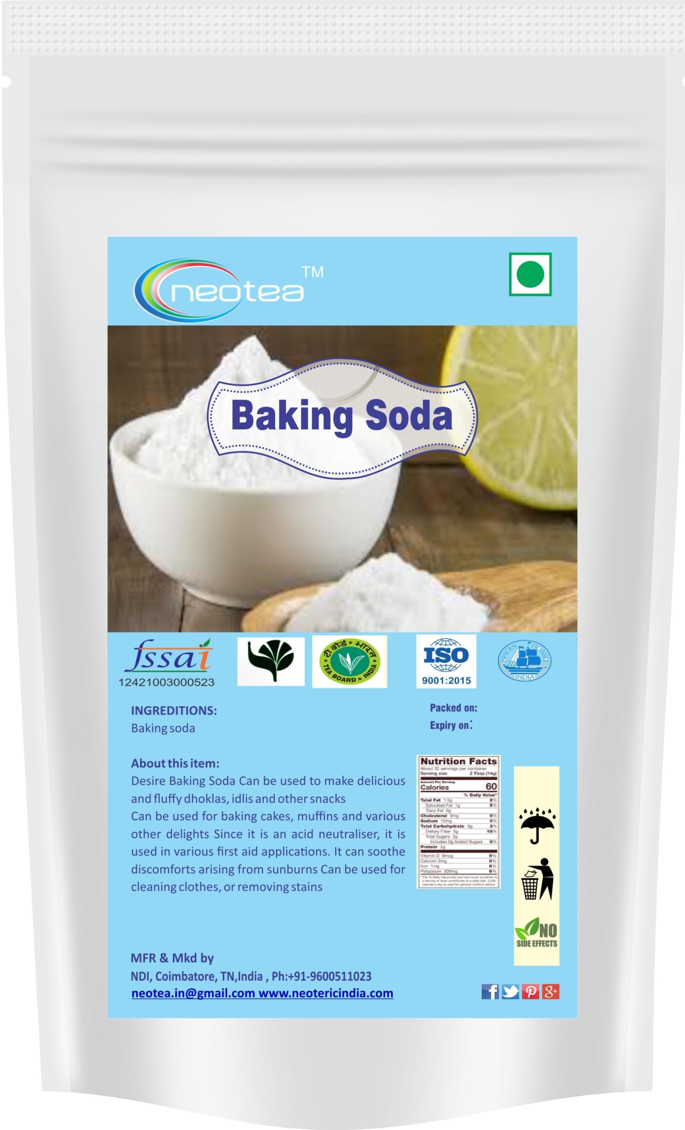 Neotea Pure Baking Soda For Baking, Cooking Baking soda for Cooking Baking soda for Cleaning Purpose 1 kg (B0BC8H6FGJ) Amazon Price History, Amazon Price Tracker