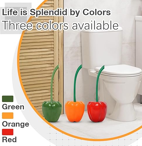 Miniatura 7 de Escobilla de inodoro, pimiento morrón, cepillo y soporte para inodoro, cepillo limpiador de inodoro de pimienta dulce, cepillo de baño para limpieza