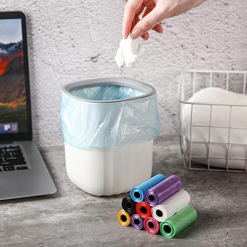 Miniatura 2 de 240 bolsas de basura pequeñas de 0.5 galones, 8 colores, bolsas de basura fuertes, bolsas de basura para baño, bolsas de basura para escritorio,