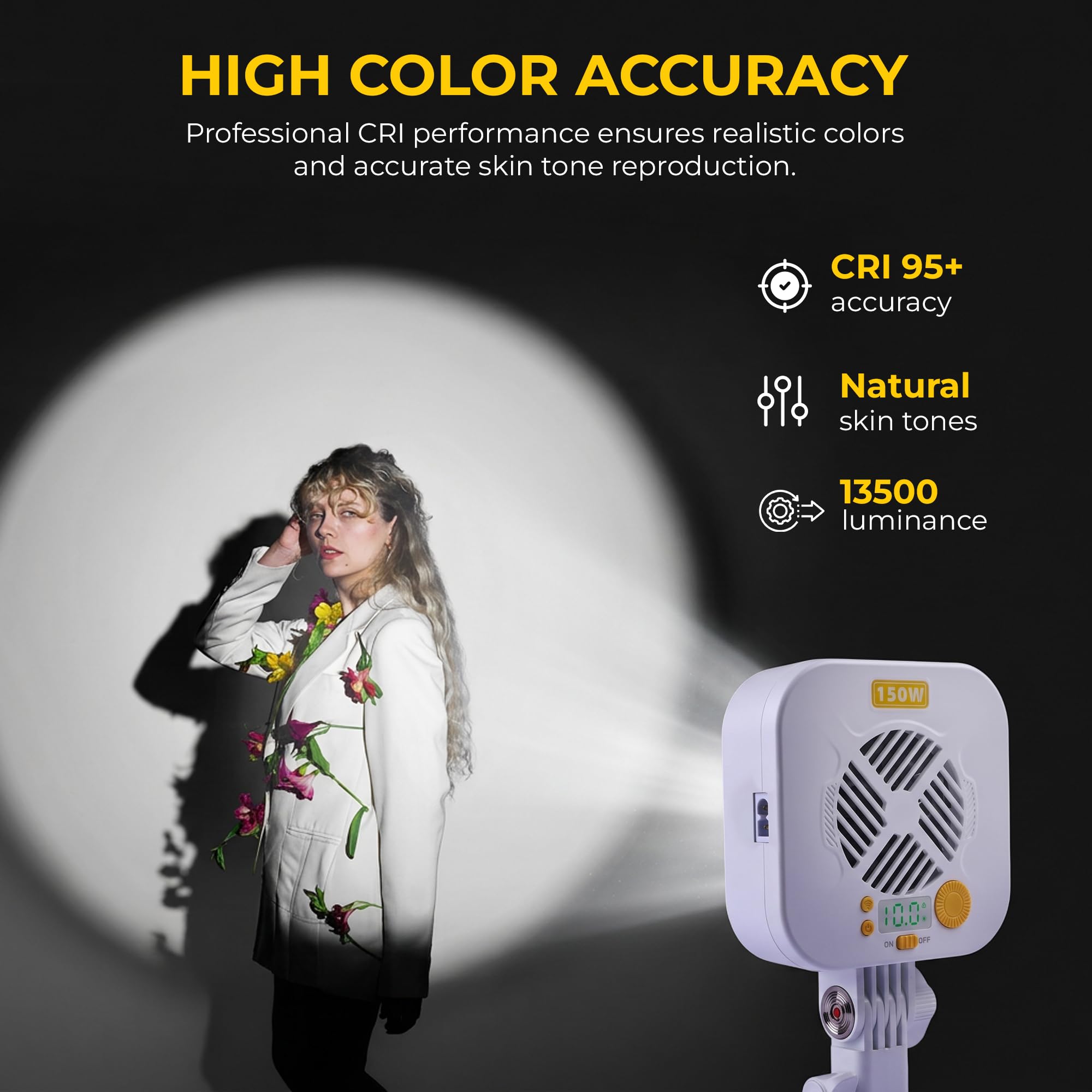 Digitek Lite DCL-150 W Bi-Color COB LED Video Light, 150W Continuous Studio Light, 2700K-6500K, CRI 95+, Bowens Mount, App Control, Photography, Videography & Live Streaming — Amazon image 5