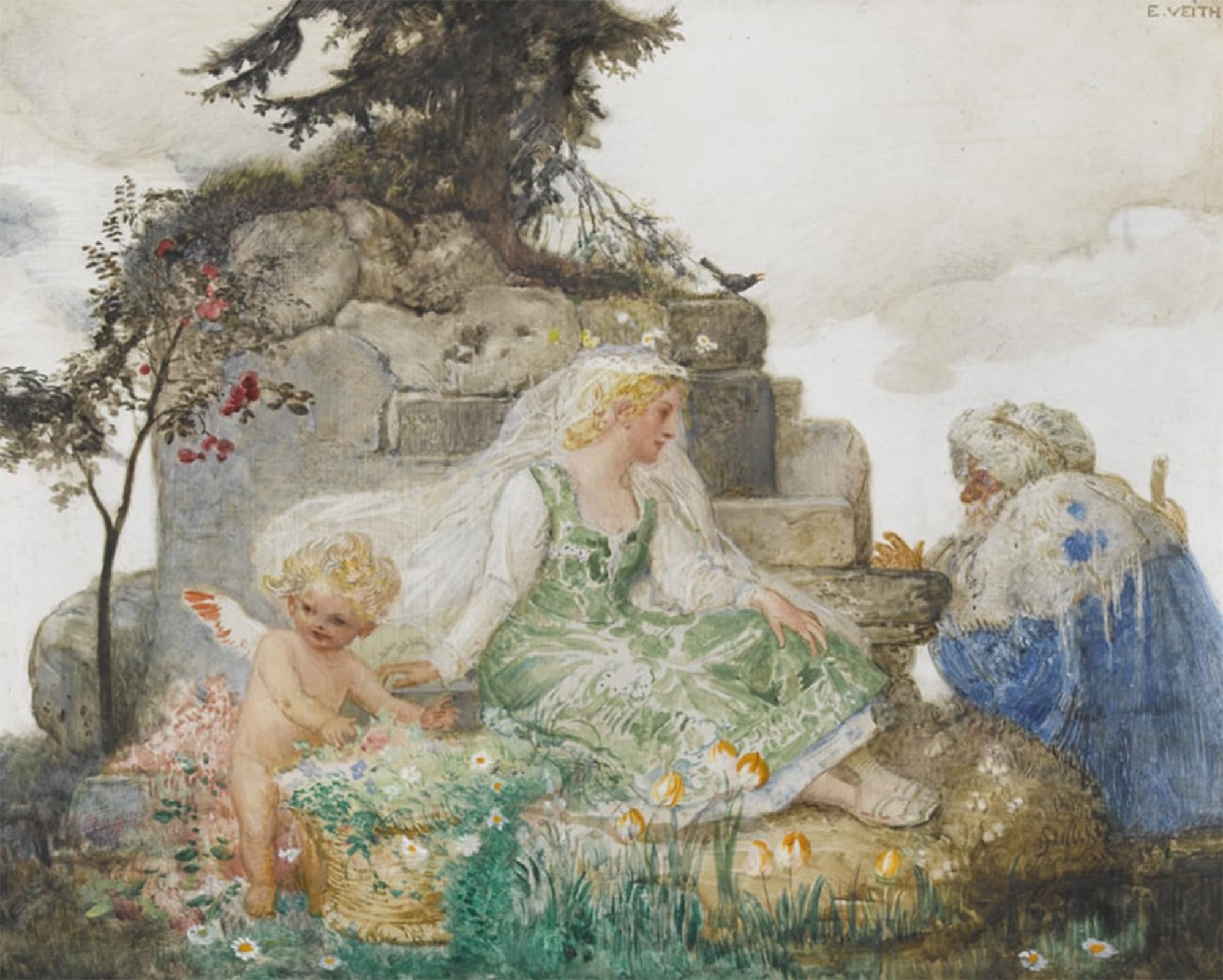 SERENDIPITP Abstract Painting Mural Print Picture Wall Decor Painting Winter Farewell Eduard Veith Vintage Wall Artwork for Home Decor 60x90cm