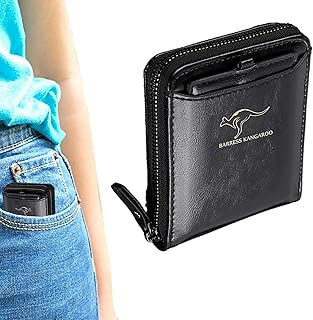 Men Couro Carteira Zíper | Carteira com Zíper de Couro Genuíno Carteira de Bolso com Zíper de Bloqueio RFID | Porta-moedas Carteira Masculina, Carteira de Couro Genuíno para Homens Grande Bc