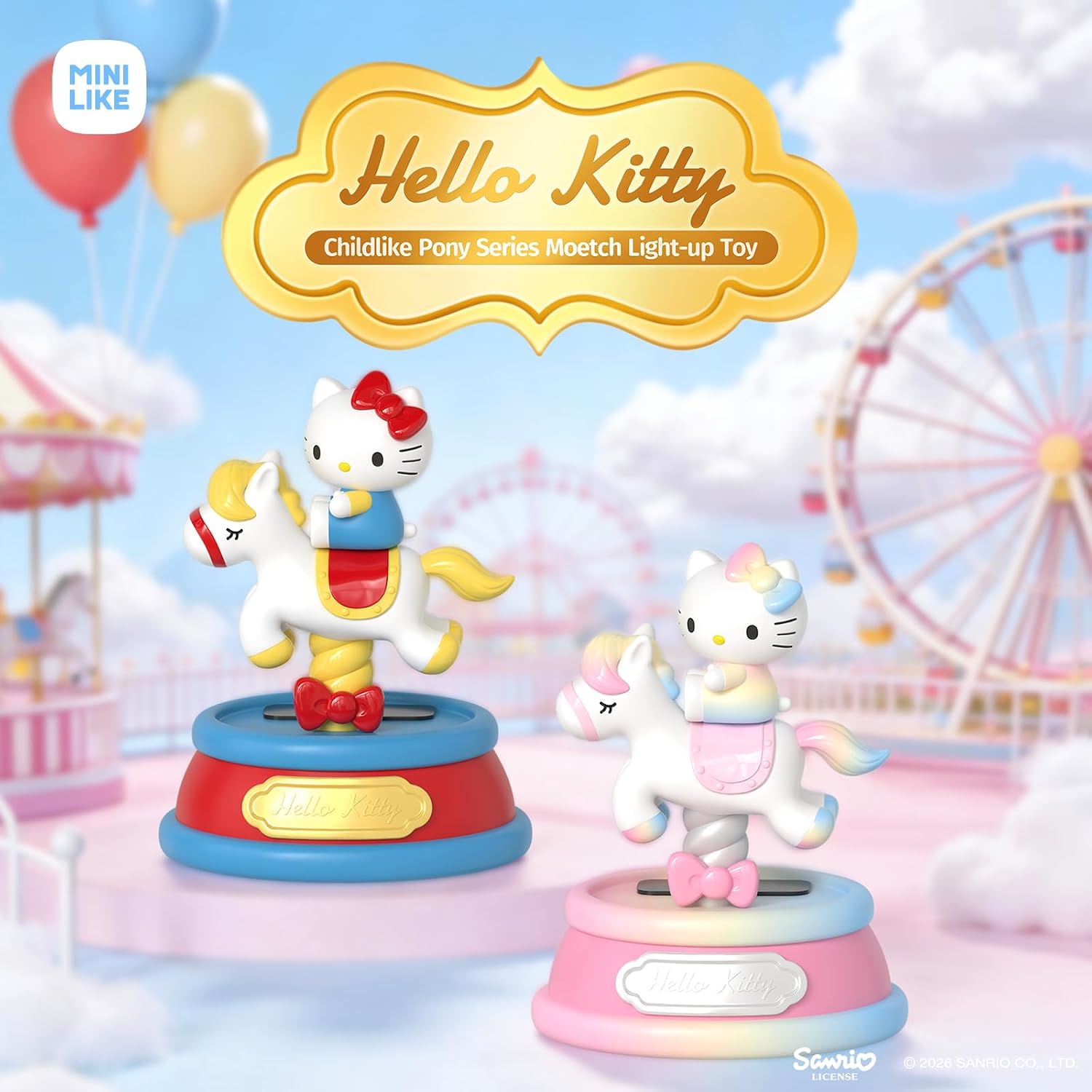 Sanrio Blind Box Light Up Absorption Movable Swing Toy Hello Kitty Style Mini Figurines Pony Series Collectible for Home Car Decor Birthday Gifts, Whole Set, 6PCS(Hidden Style) image 2
