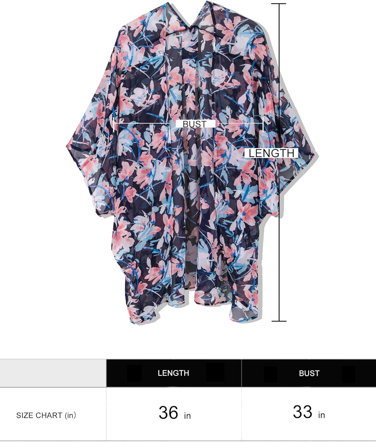 Moss Rose Women's Beach Kimono Coverup Sheer Chiffon Cover Ups, Casual Loose Open Front Cardigan Tops - Image 5