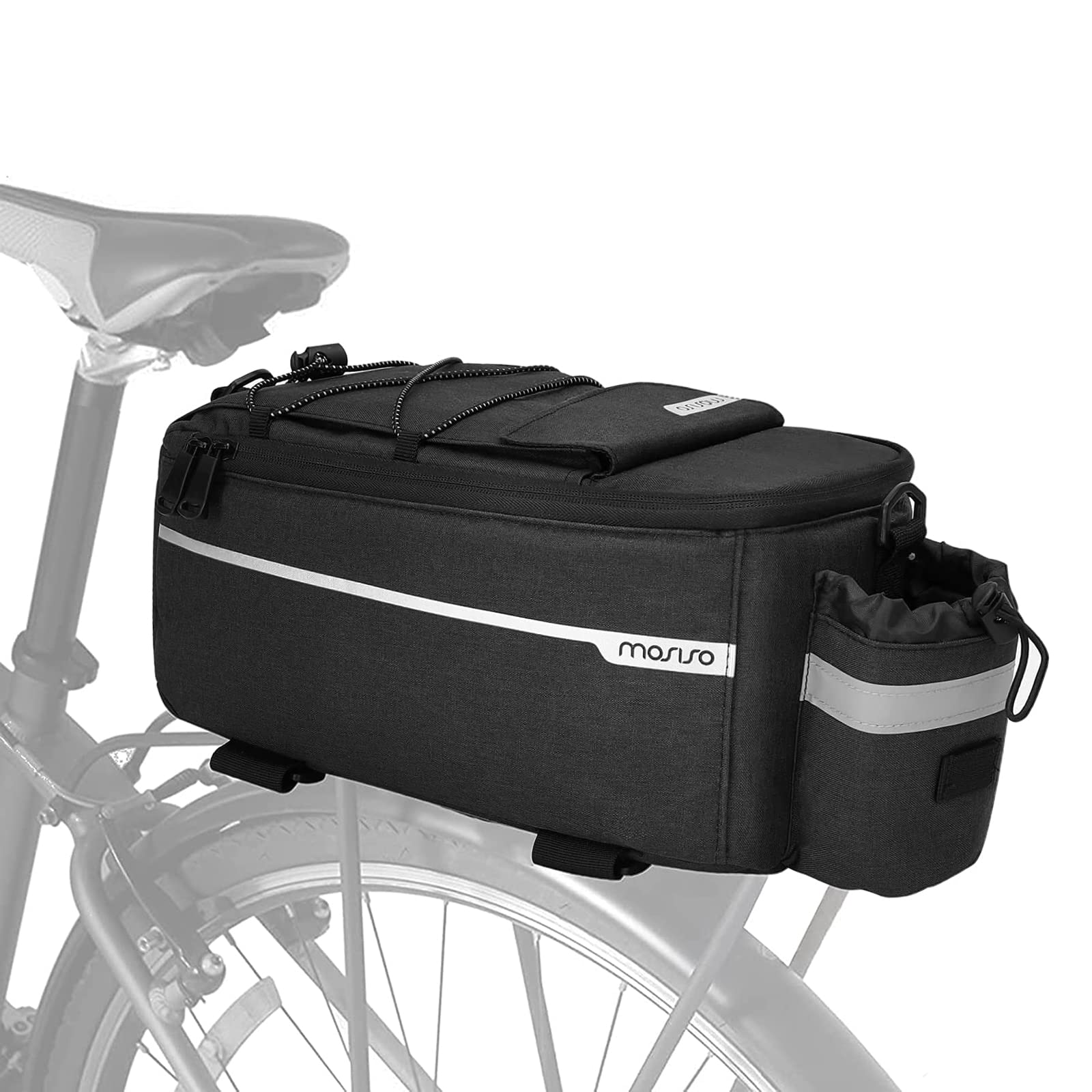 MOSISO Bike Rack Bag, Waterproof Bike Trunk Cooler Pouch Insulated Bicycle Rear Seat Pouch Cycling Backseat Storage Cargo Luggage Saddle Shoulder Bag, Black