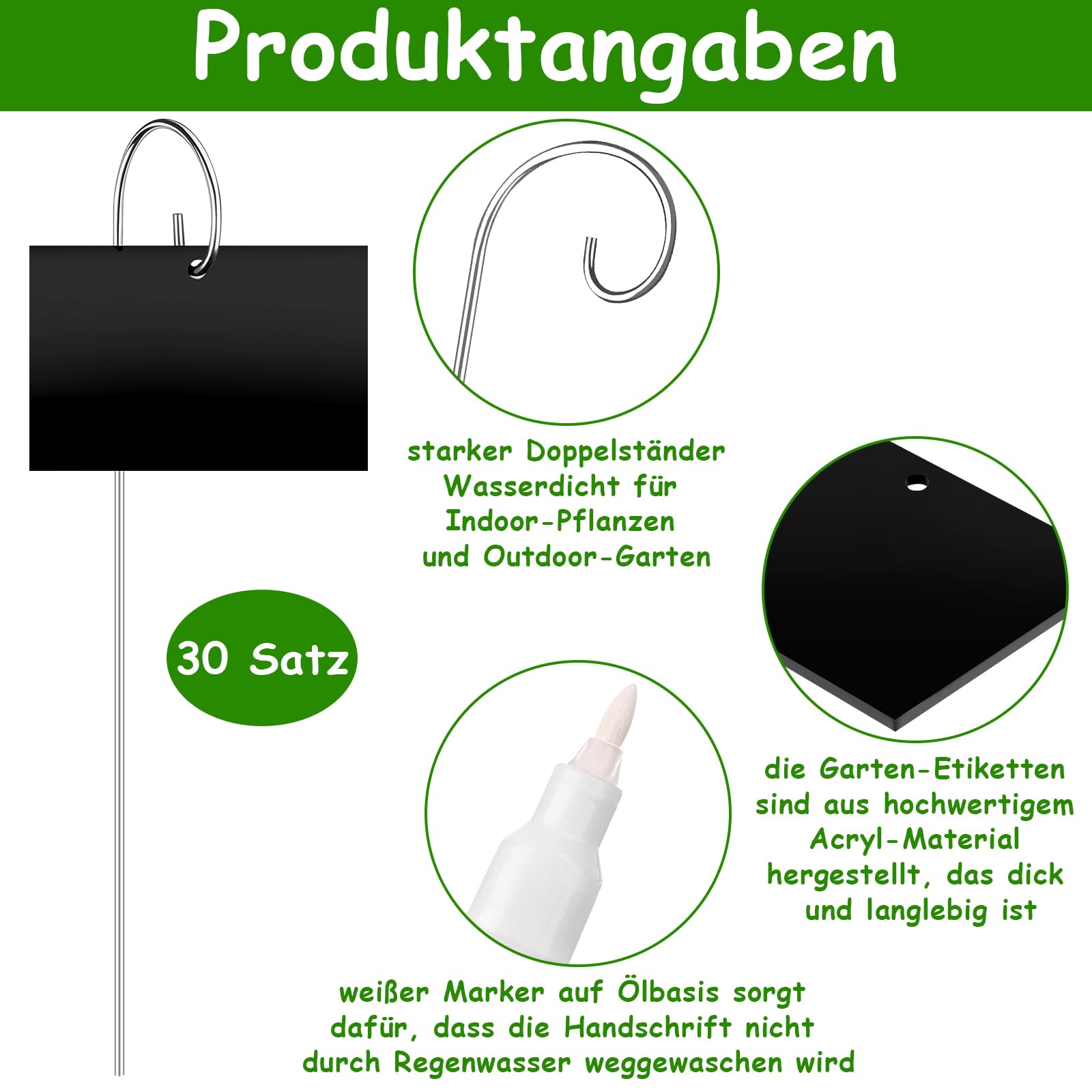 30 Stück Rechteck Pflanzenetiketten Gartenetiketten Pfähle mit Stift Pflanzenmarkierungen für den Garten im Freien Pflanzenetiketten für Topfpflanzen Samen Blumen