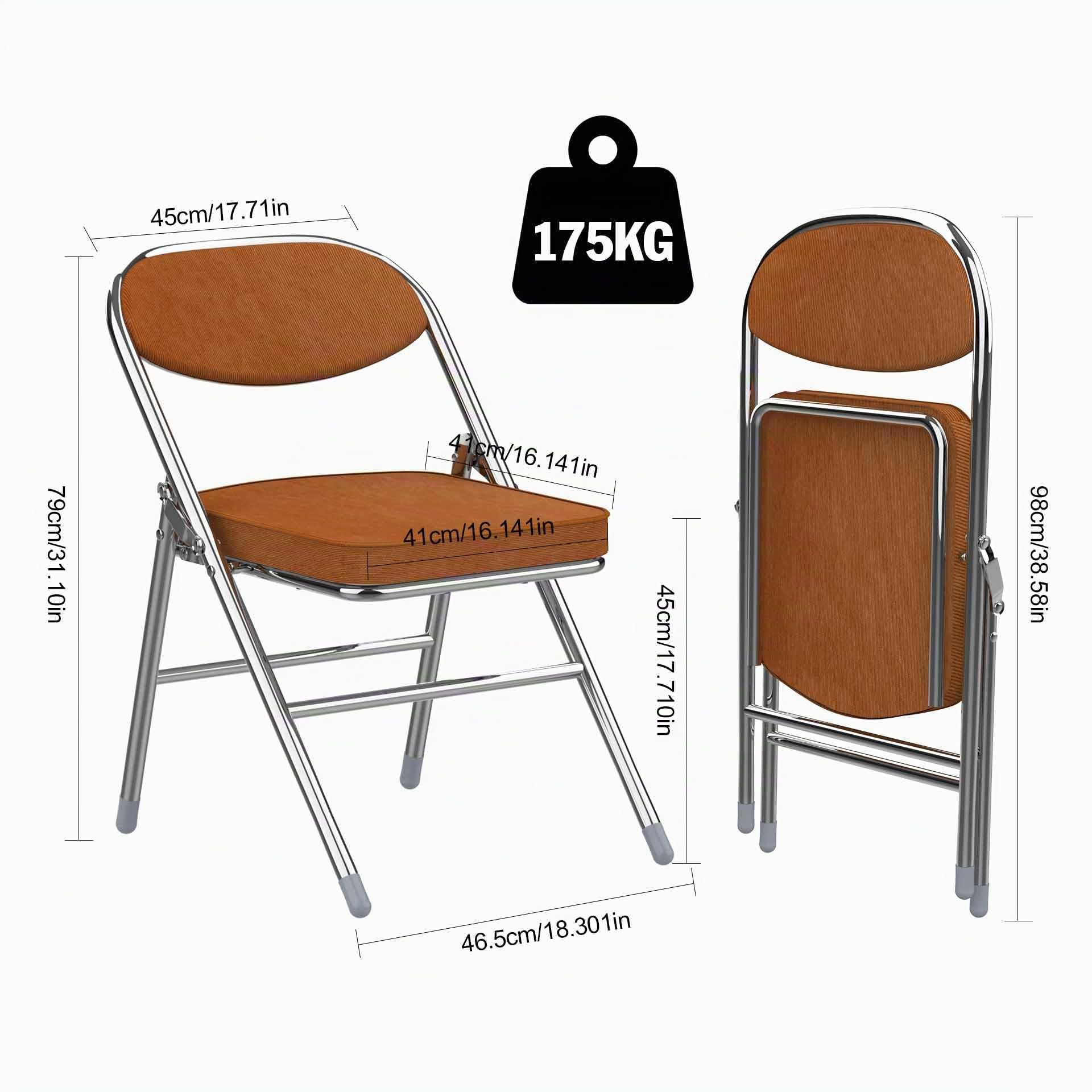 4 Chaise Pliante Chaise Visiteur Chaise Pliante rembourrée en Tissu Chaise de Salle à Manger Pliante conviennent à la Cuisine,l'intérieur, l'extérieur,Salle de conférence Rouge-Marron