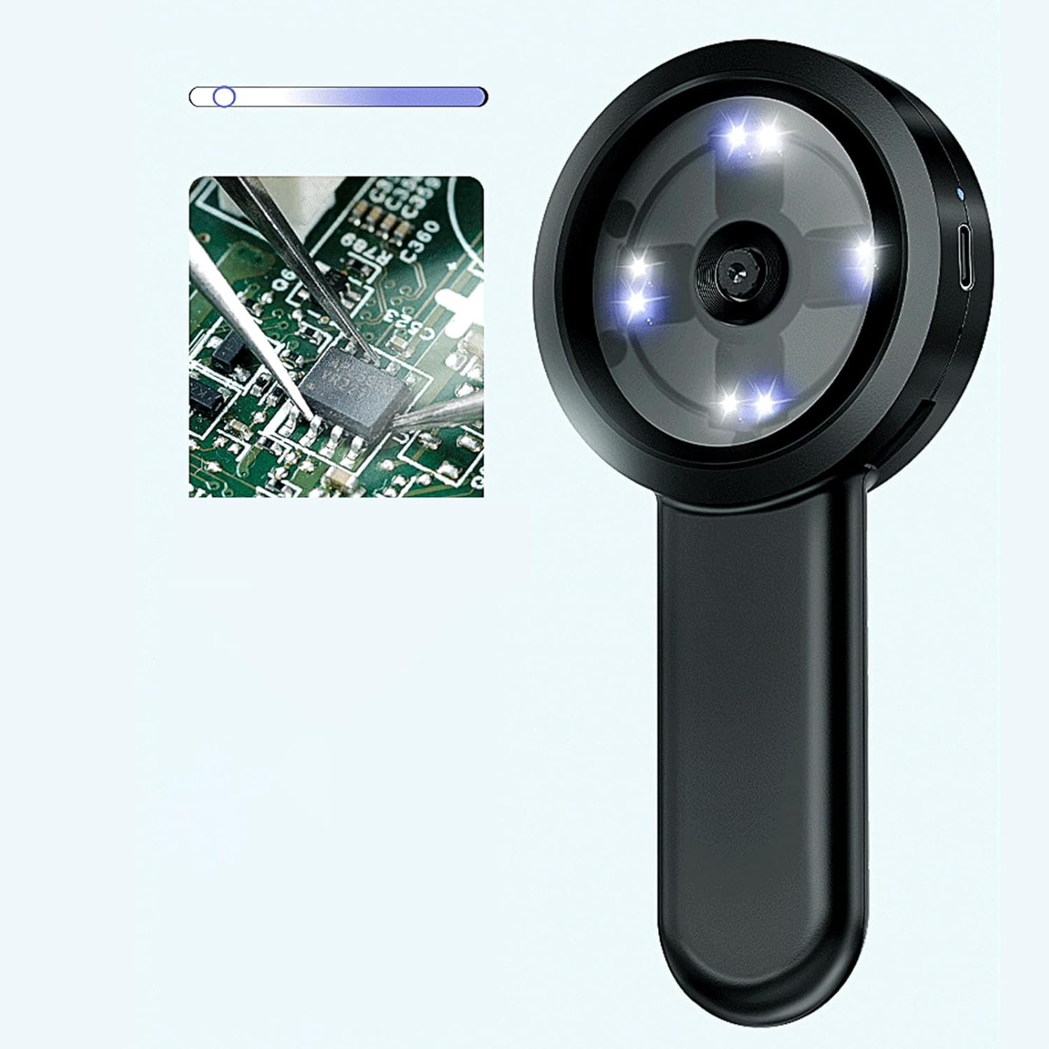 Digital Magnifier, Handheld Electronic Magnifying Glass with 2.0 Inch HD Screen, 8 LED Lights, for Real Time Photography, Video, Measurement