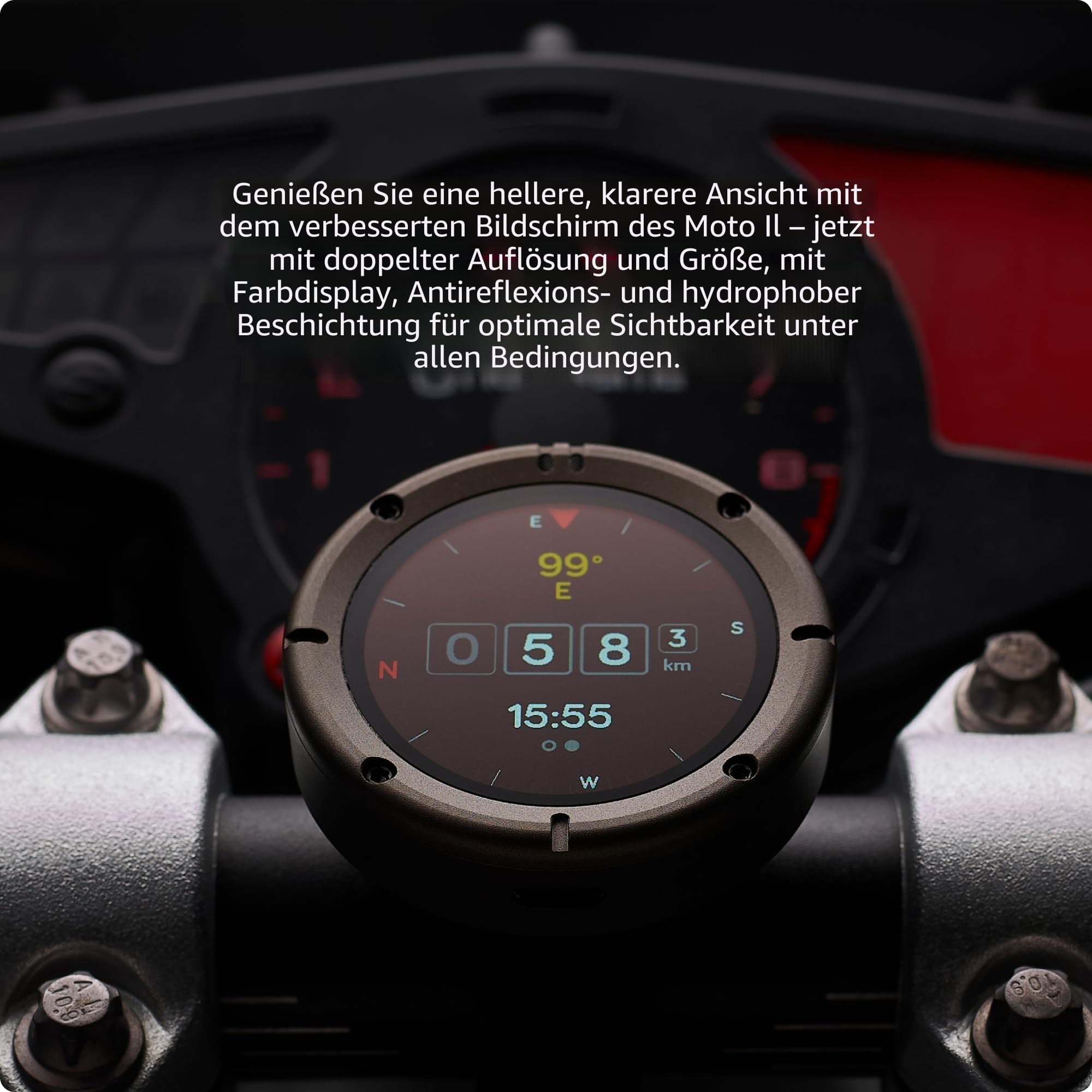 Beeline Moto II - Navigationsgerät für Motorräder | Globale Navigation | Minikarten-Schnittstelle | 14 Stunden Akkulaufzeit | IP67 Wasser- und stoßfest | USB-C-Aufladung mit Riemenhalterung