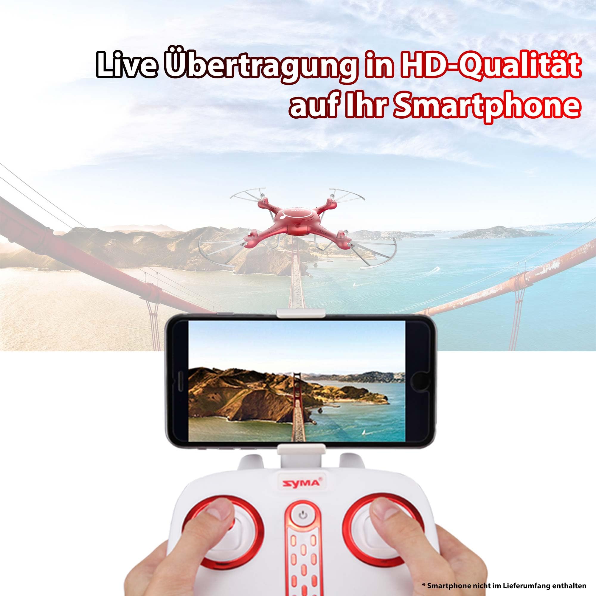 RC ferngesteuerte Drohne mit FPV WiFi, schwenkbarer 720P HD Kamera, LED Quadcopter mit Geschwindigkeitsmodus, Drone mit Headless-Mode, Höhen-Barometer, Spielzeug Quadrocopter für Kinder und Erwachsene