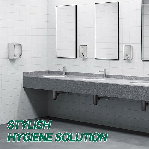 Miniatura 7 de Dispensador de jabón comercial montado en la pared 37oz 37.2 fl oz Dispensador manual de acero inoxidable pulido de gran capacidad para baños de