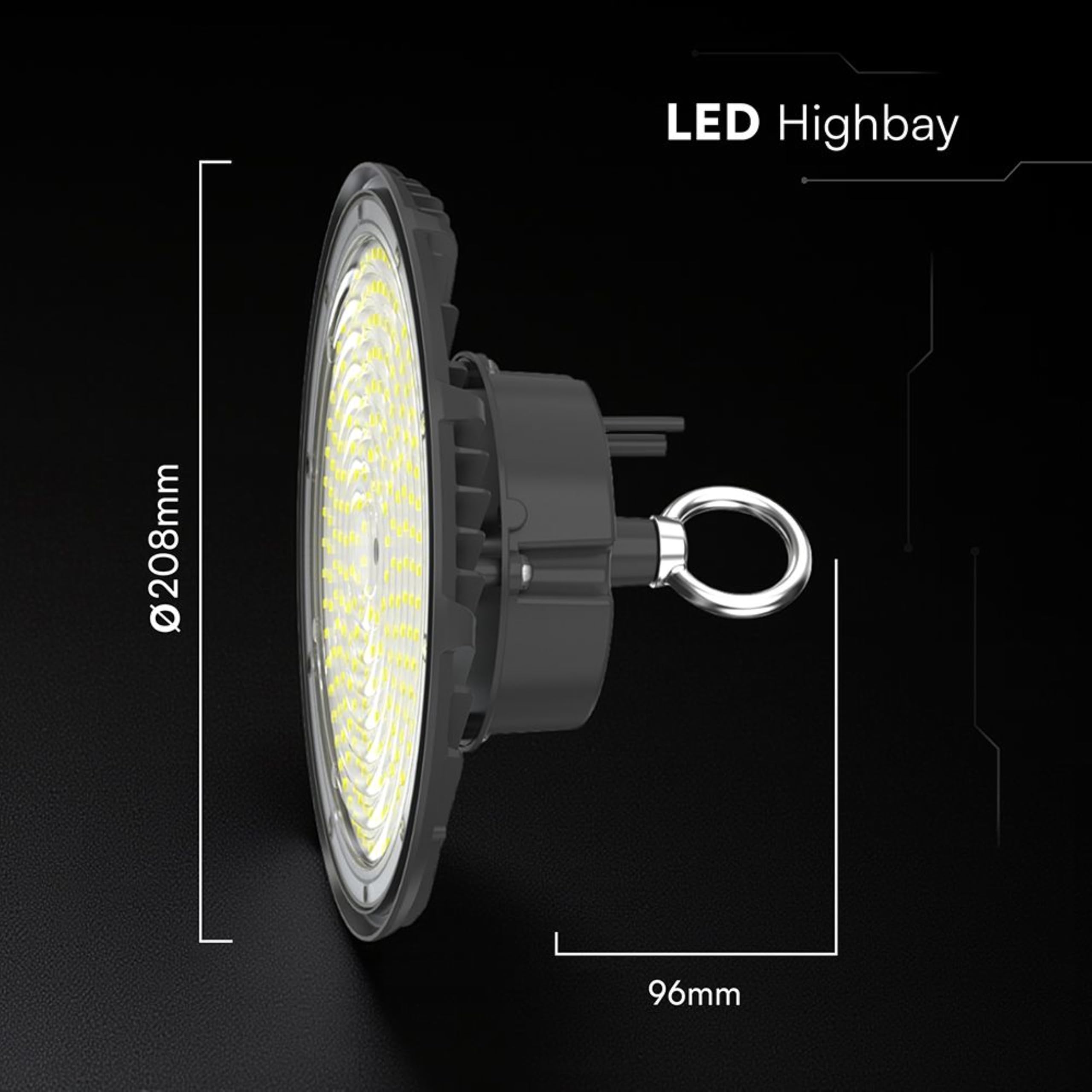 V-TAC 4x Fari Industriali Led UFO potenza 100W - [PRO SERIES - MASSIMA EFFICIENZA ] - Lampada Faro Industriale 15500 lm per Magazzino, Fabbrica, Officina - IP65 - Campana - Luce Naturale 4000K