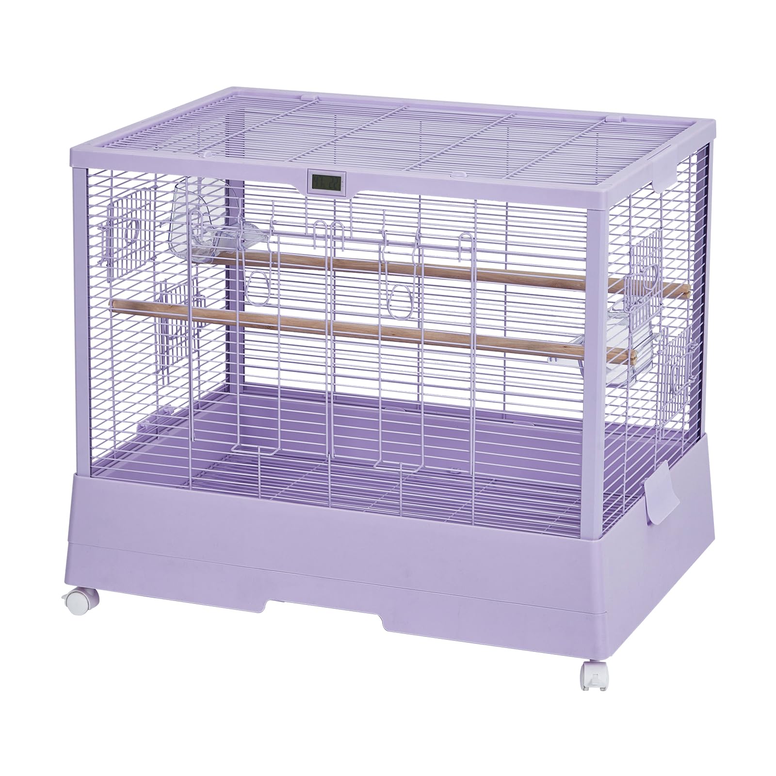 Spacious Metal Bird Cage with Play Top,Large Rolling Stand, Storage Shelf, Slide-Out Tray, Ideal Flight Cage for Parrots, Cockatiels, Conures, Budgies, Finches, Canaries – White