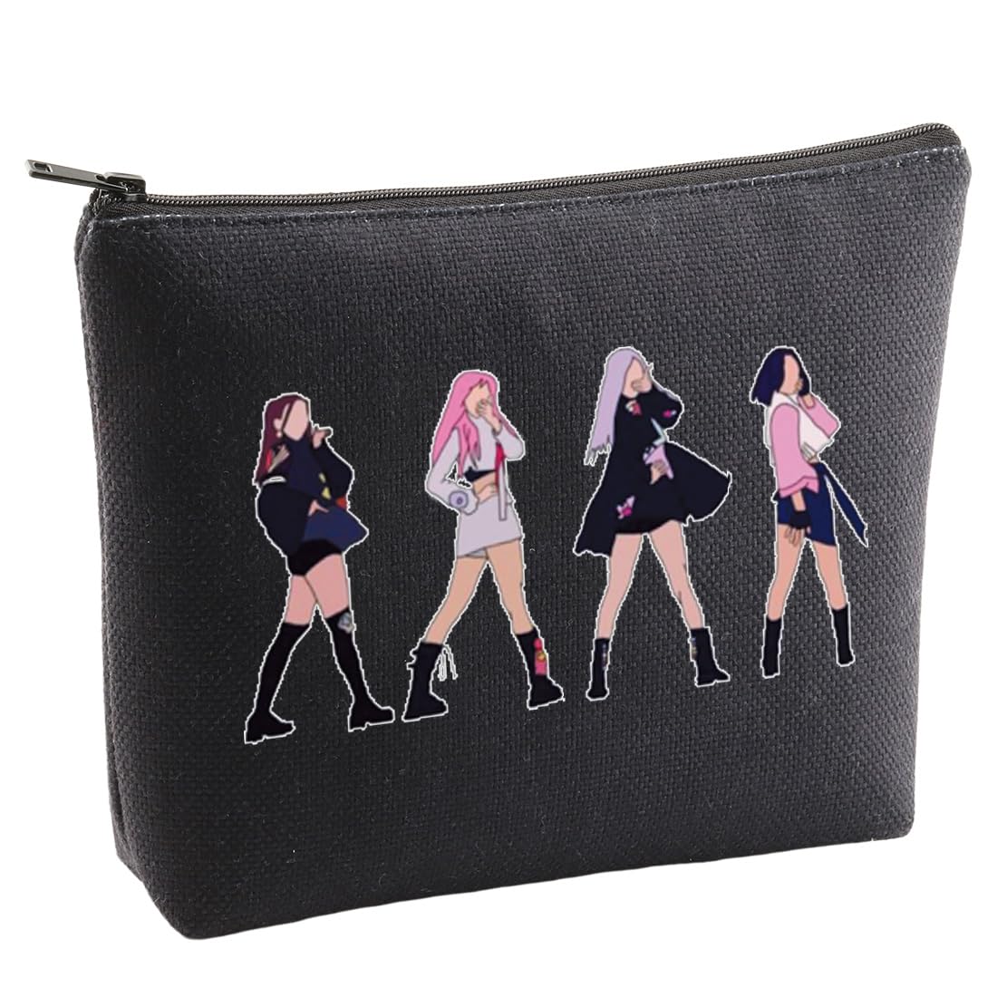VAMSII K Pop Cosmetic Makeup Bag K-Pop Singer Merch Black Singer Inspired Gift for Pink Fans Music Lover Gifts k-Pop Team Gifts, Black, Portable