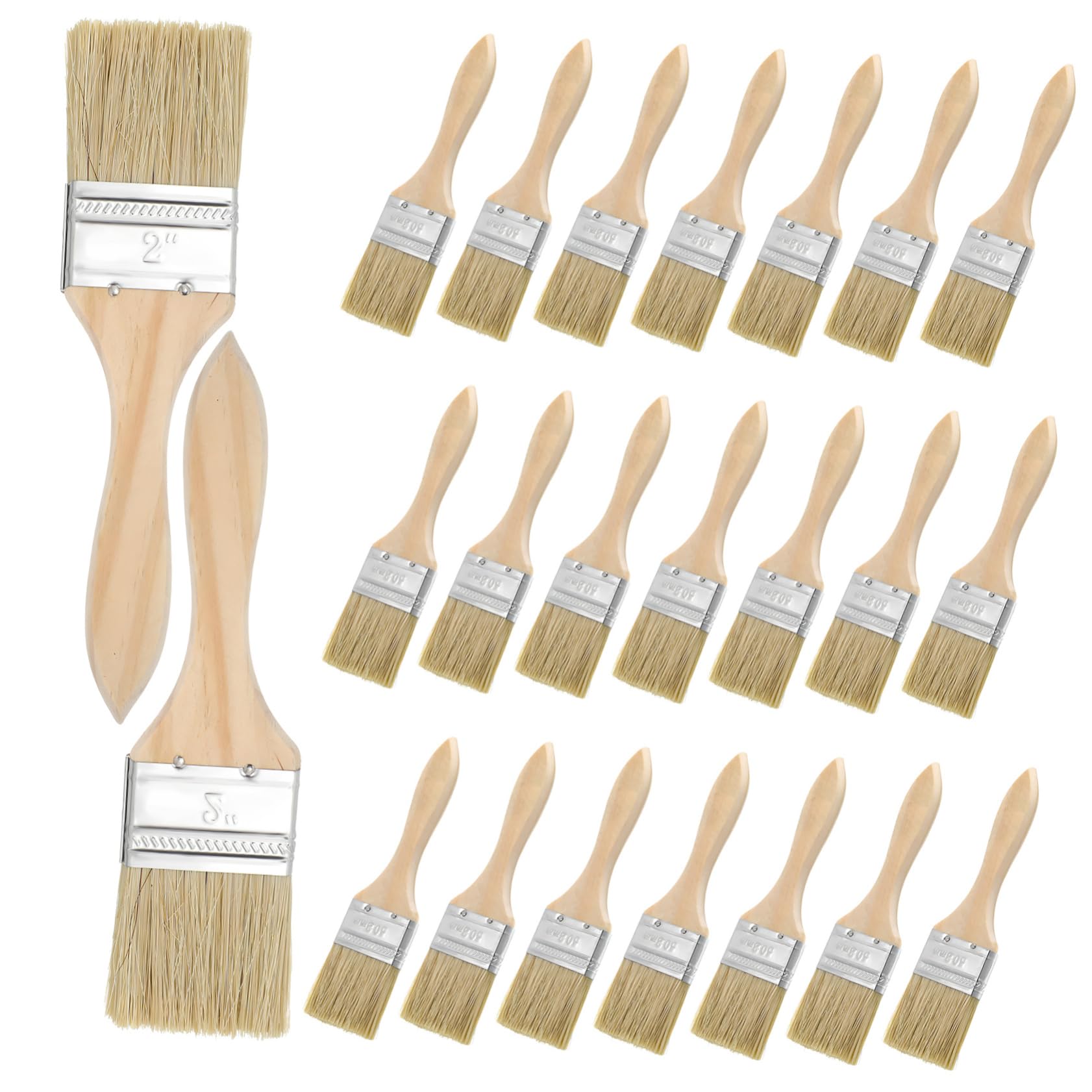 Manche en Bois Beige Pinceaux à Peinture Lot de 30 pour Murs