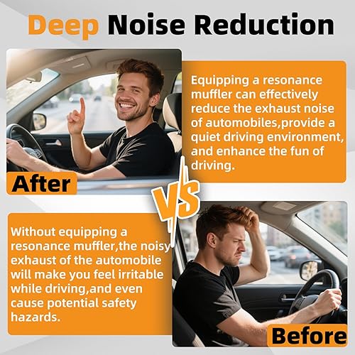 Miniatura 8 de Resonador de escape de 3 pulgadas, entrada A-KARCK de 3 pulgadas, salida de 3 pulgadas, salida de 12 pulgadas, silenciador de longitud total,