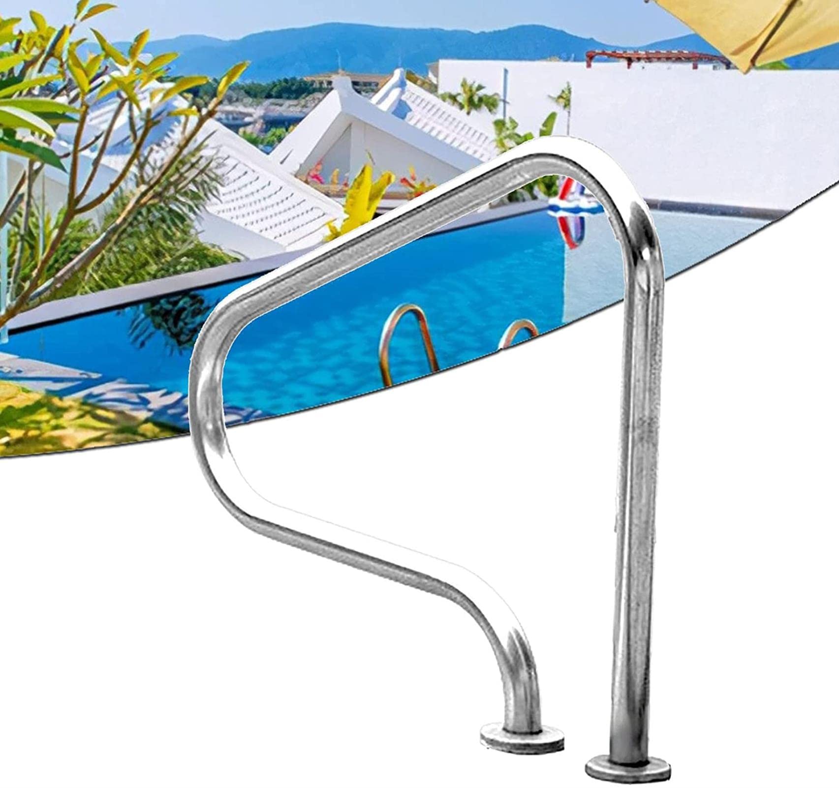 Pasamanos de Seguridad para Piscina, pasamanos para natación con Cubierta para reposabrazos, pasamanos de Seguridad de Acero Inoxidable 304 para Entrada a Piscina enterrada, 31,5x3