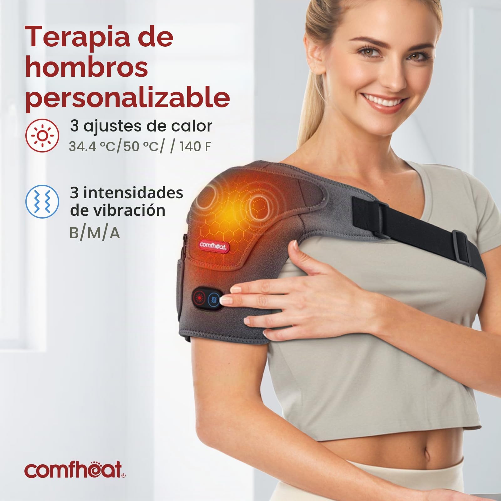 Almohadilla térmica de hombro inalámbrica con masaje vibratorio para alivio del dolor del manguito rotador de hombro congelado, soporte de hombro recargable con calefacción para hombres y