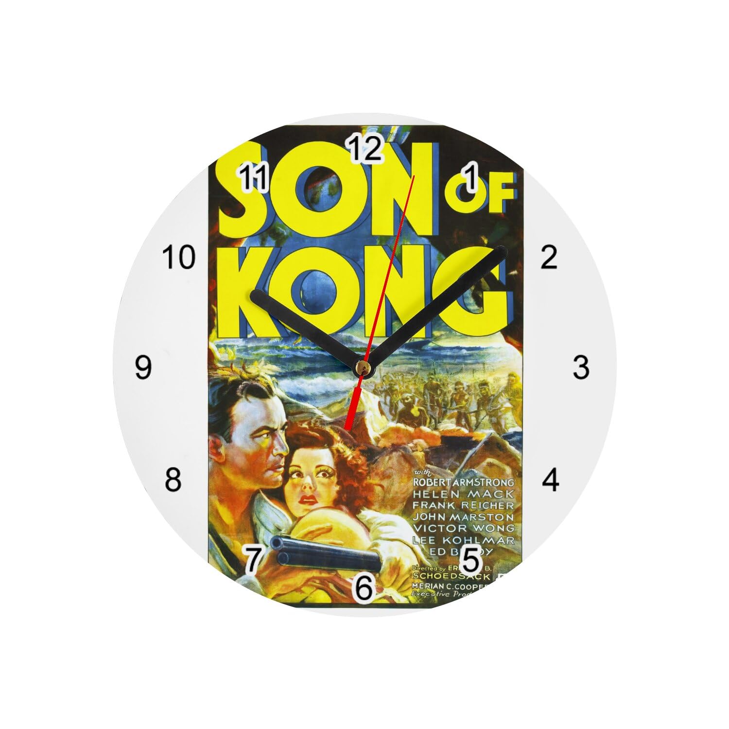 Horloge murale en verre Le Fils de Kong blanche de 20 cm pour déco vintage