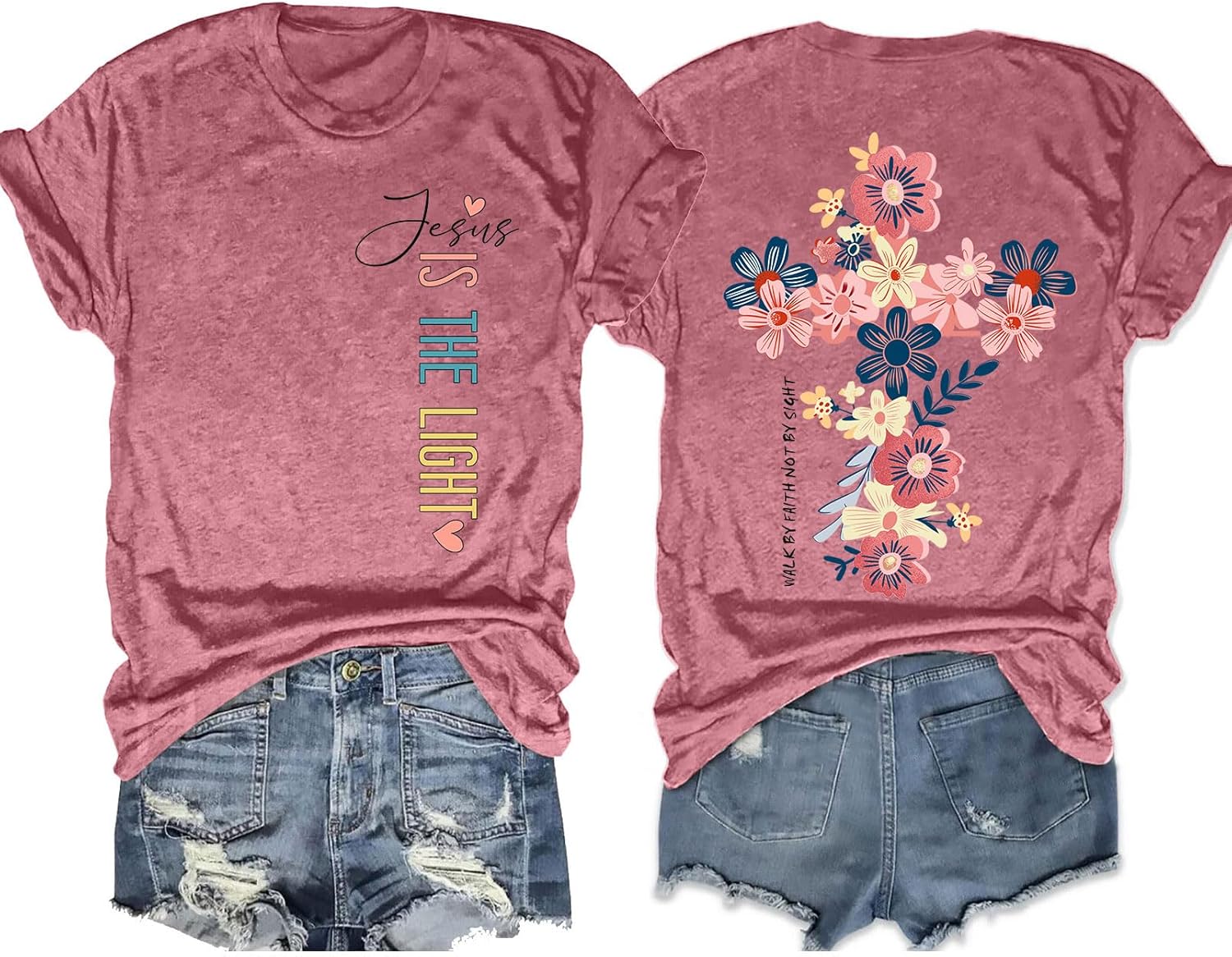 Christian Shirts for Women: Floral Christian Graphic Tees Bible Verse T Shirt Religious Short Sleeve Tops