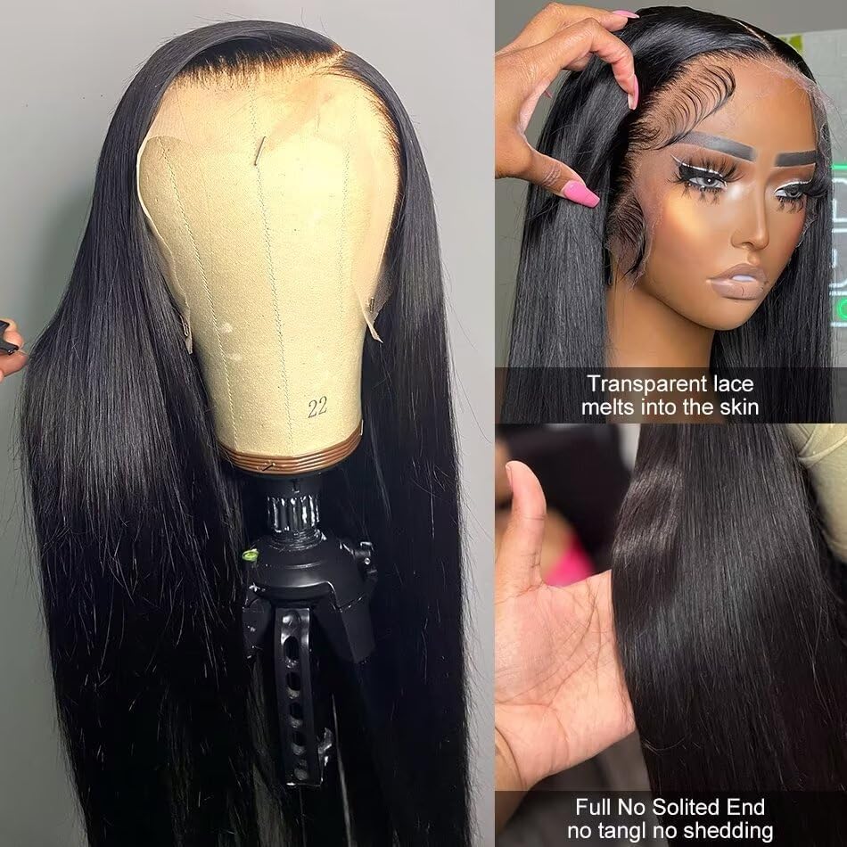 24 Inch Straight Lace Front Wigs Human Hair 13x4 HD 200% Density Lace Frontal Wig Pre Plucked with Baby Hair - Image 4