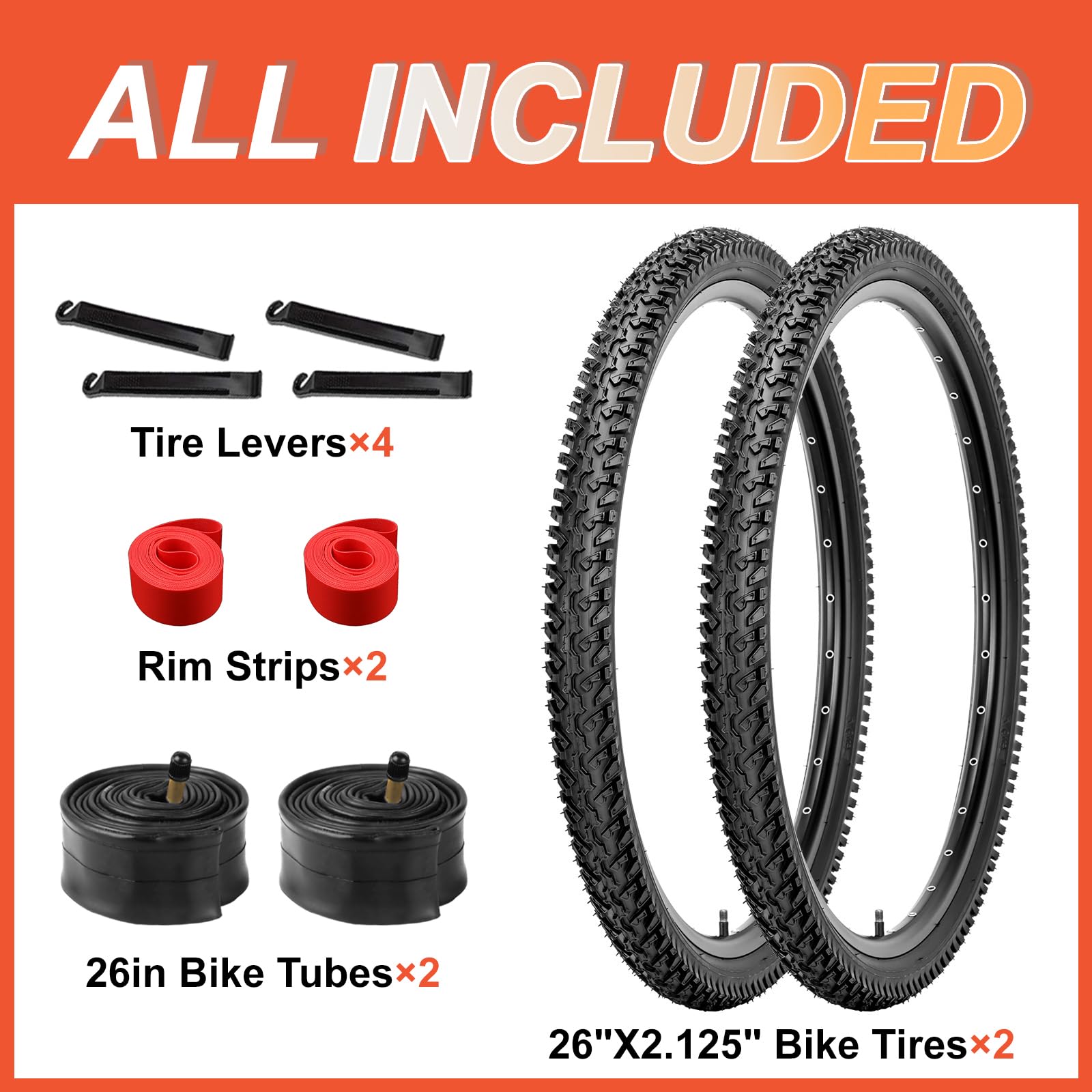 Amazon | 自転車タイヤ2個セット - 26 x 2.1インチ マウンテンバイク