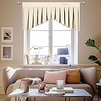 Vista 28 de Cenefas de Cortina Beige para Sala de Estar - Cenefa con Bolsillo para Varilla para Cubiertas de Ventana, Cortinas de Ventana para Dormitorio