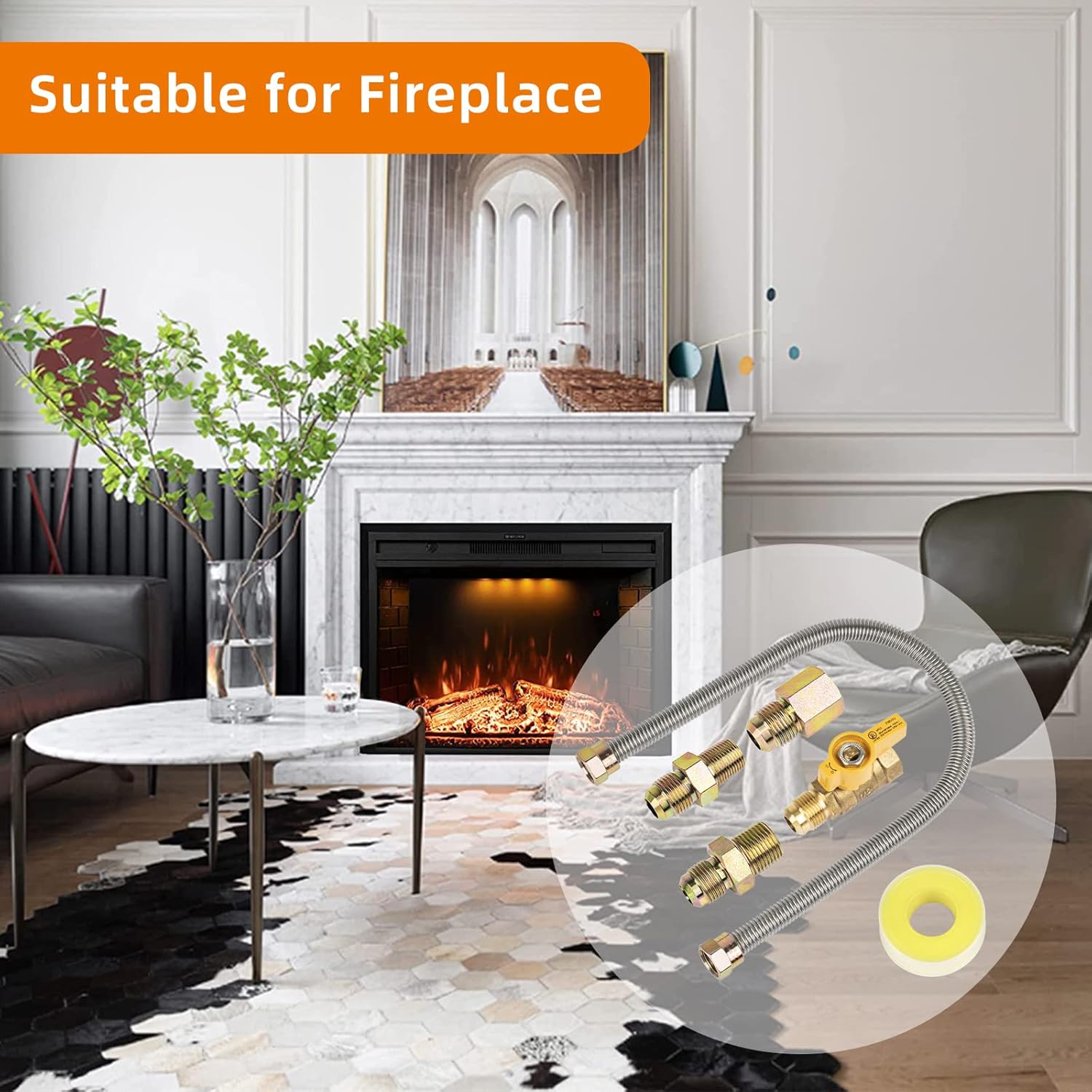 F271239 One-Stop Universal Gas-Appliance Hook Up Kit, Gas Dryer Connector Kit for Garage Heaters, Wall Mounted Heaters, Gas Fireplace, Gas Dryer and Gas Stoves