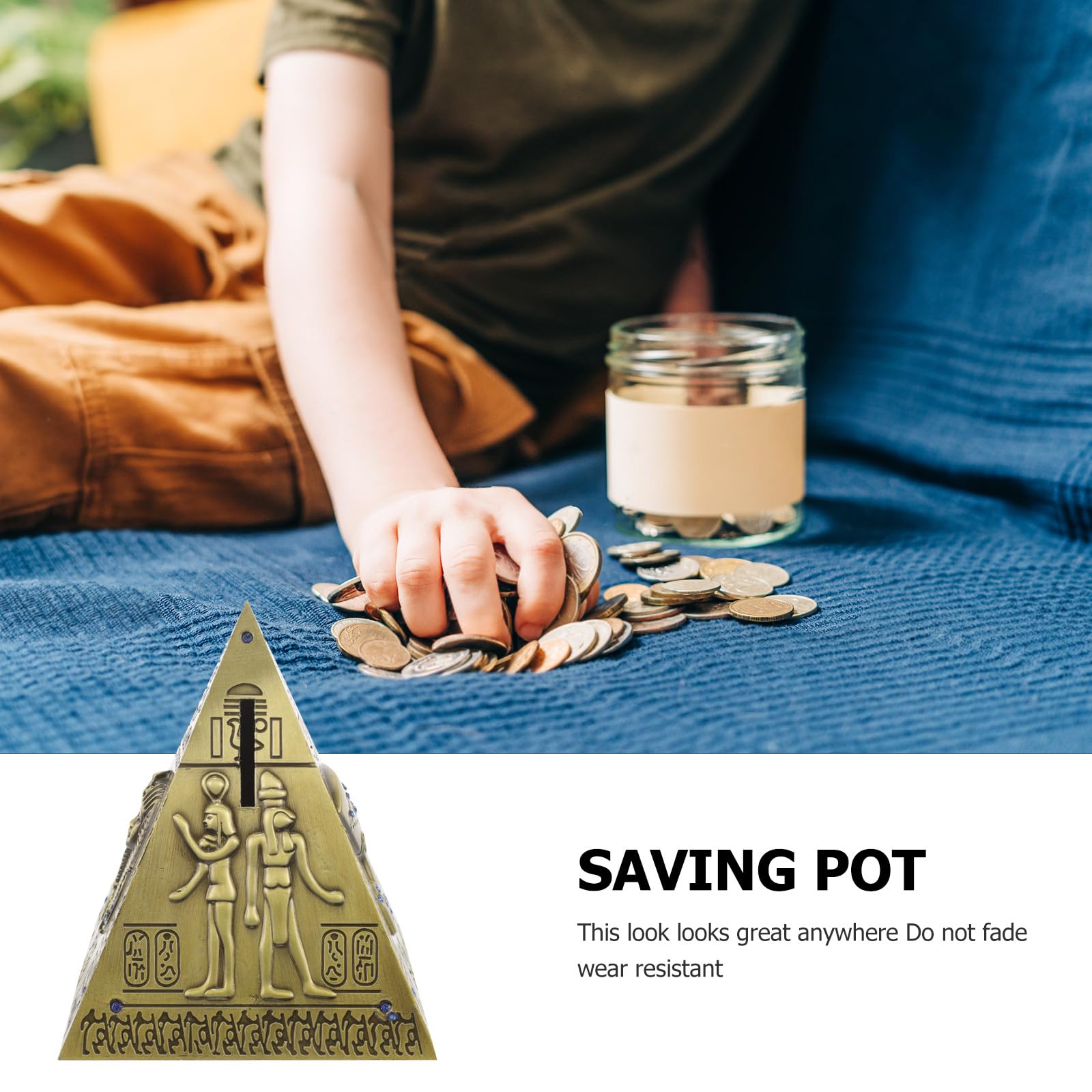 YARNOW Vintage Pyramiden Spardose aus Legierung in Ägyptischem Stil mit Praktischer Münzaufbewahrung und Kunstvollem Prächtigem Design für Heim und Schreibtischdekoration