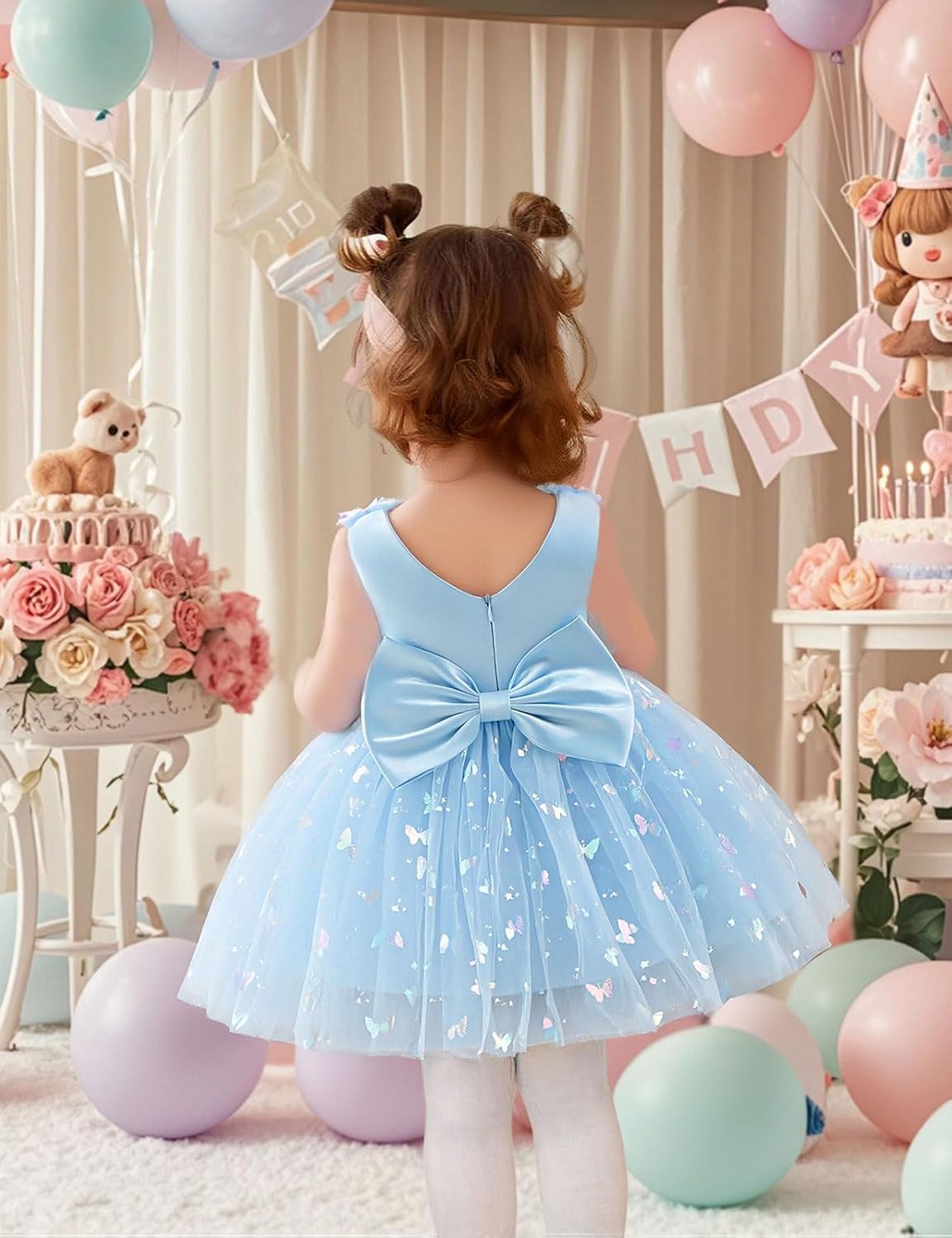 Baby Girl Dress Sparkly Tulle Butterfly Dress Birthday Princess Pageant Dresses Tutu Party Dresses for Girls 12M-5Y - Image 3