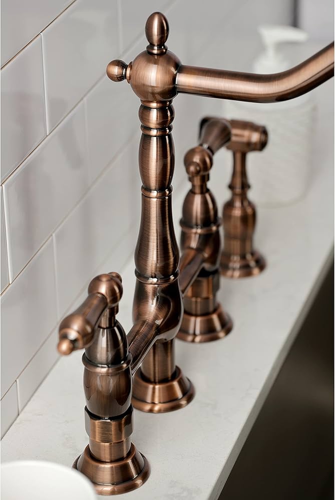 Kingston Brass KS127ALBSAC Heritage Bridge Kitchen Faucet, Antique