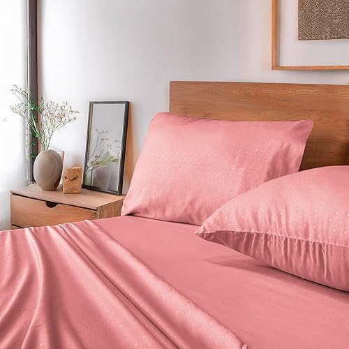 ONSTORE.MXAE Juego de sábanas de 4 piezas de alta calidad suave al tacto de 2500 hilos (tamaño matrimonial, rosa)