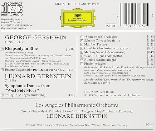 Miniatura 2 de Gershwin Rhapsody In Blue Bernstein Symphonic Dances from West Side Story