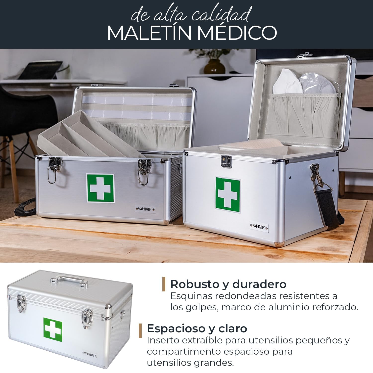 Botiquín de Primeros Auxilios Aluminio 40 x 22,5 x 20,5 cm HMF 14701-09
