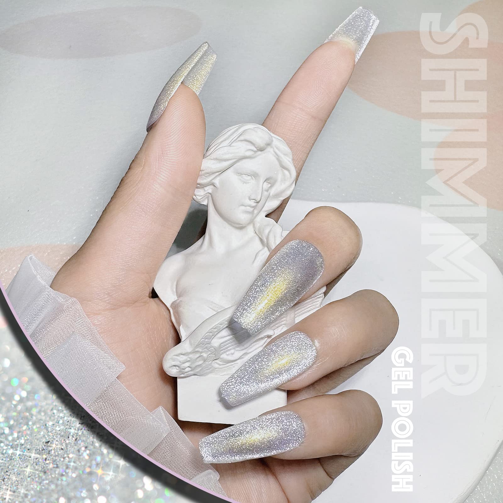 Amazon.com : AHAMIOU Aurora Cat Eye Gel Polish Kits Crystal Broken