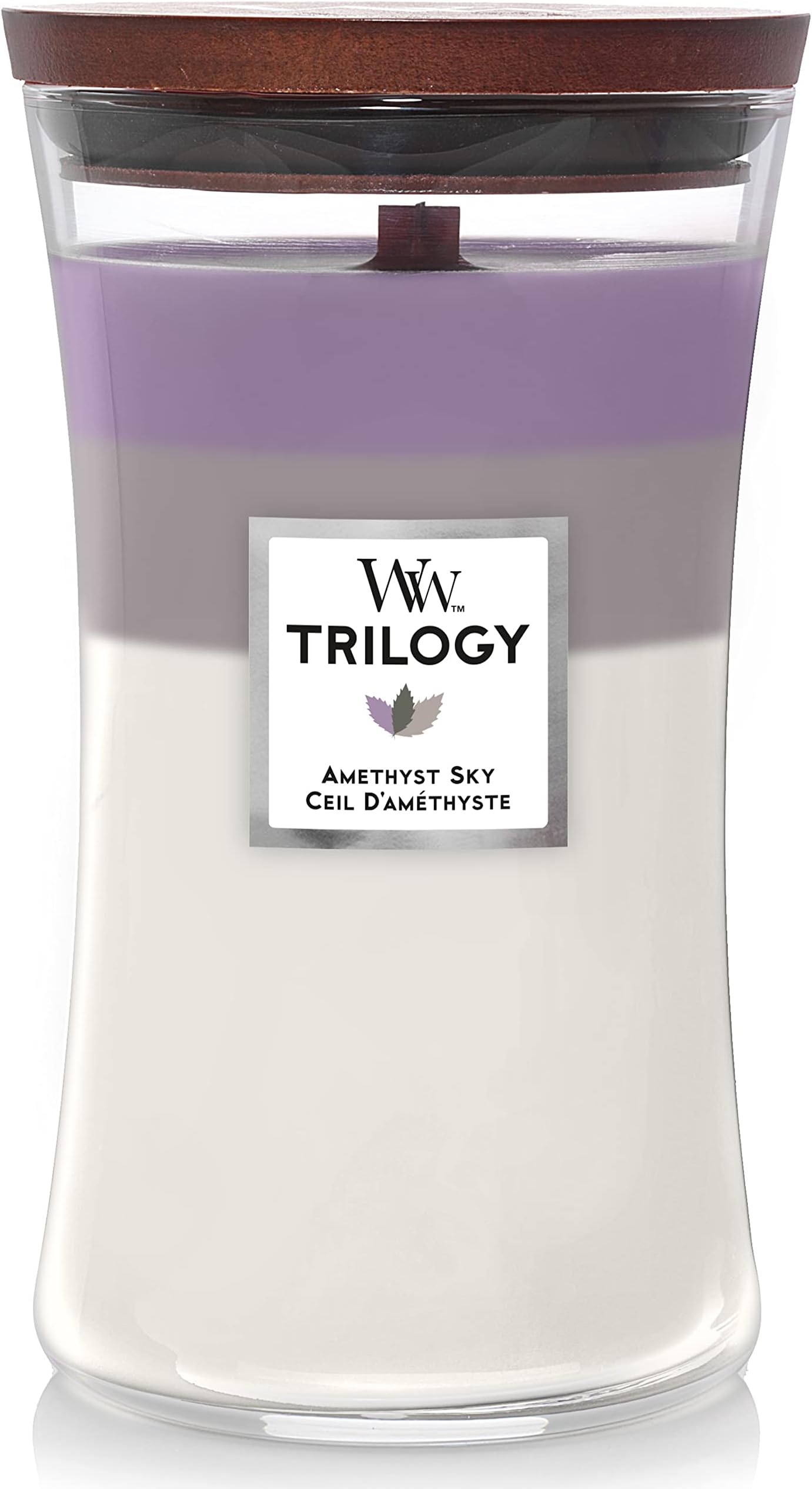Large Hourglass Trilogy Scented Candle with Crackling Wick | Amethyst Sky | Up to 130 Hours Burn Time